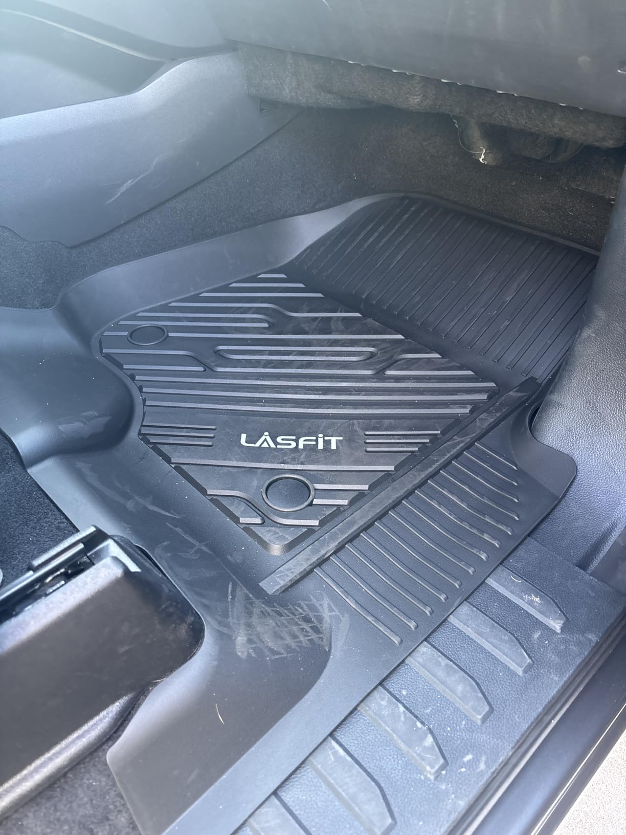 LASFIT Floor Mats for Ford F-150 2015-2026 | F150 Lightning 2022-2025 SuperCrew (Rear w/o Fold Flat Storage) Carpet Floor All Weather Protector TPE Truck Liners- 1st & 2nd Row, 3pcs Black customer photo 2