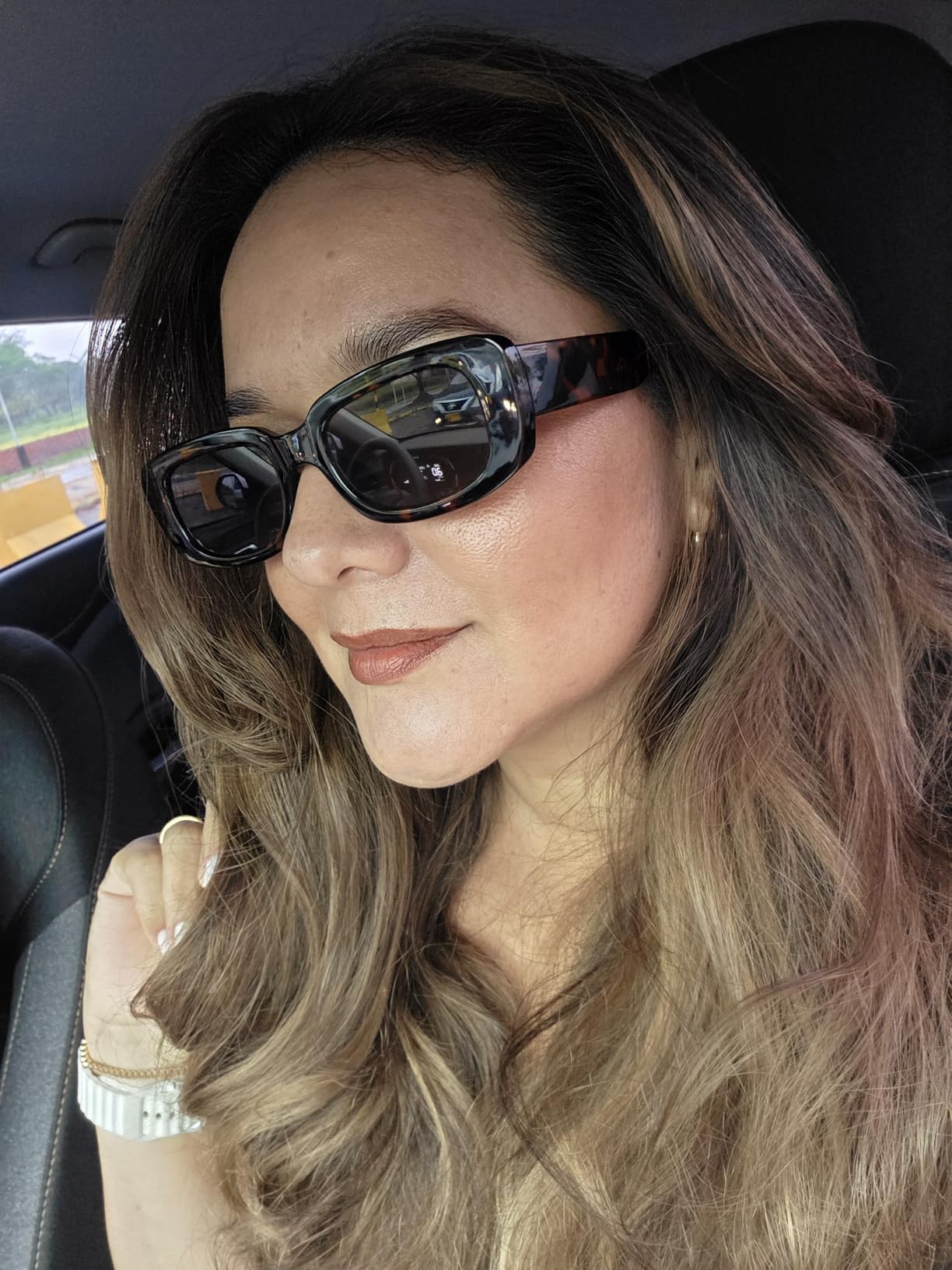 BUTABY Rectangle Sunglasses for Women Retro Driving Glasses 90's Vintage Fashion Narrow Square Frame UV400 Protection customer photo 2