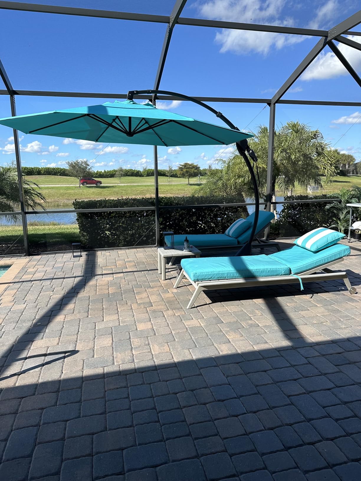 Grand patio 11FT Cantilever Umbrella with Base Outdoor Large Round Aluminum Offset Umbrella for Patio Garden Backyard customer photo 2