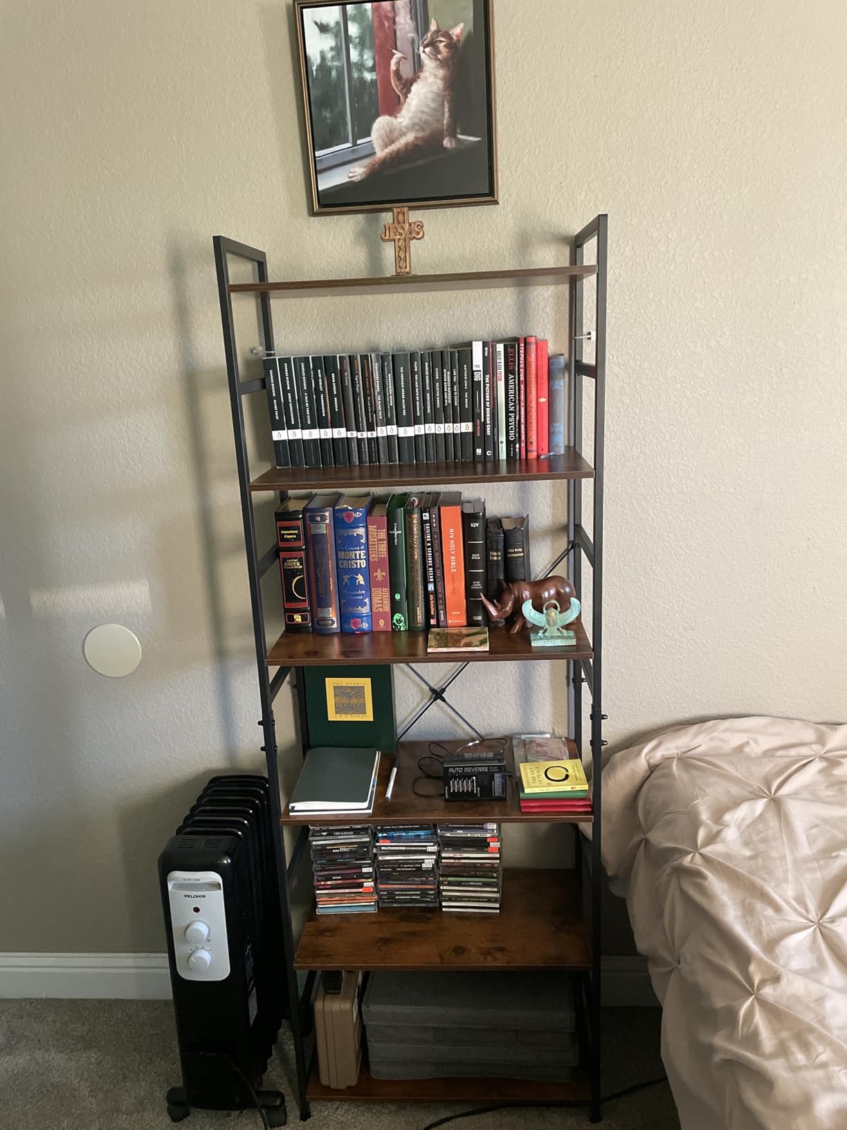 NUMENN 5 Tier Bookshelf, Tall Bookcase Shelf Storage Organizer, Modern Book Shelf for Bedroom, Living Room and Home Office, Vintage customer photo 2