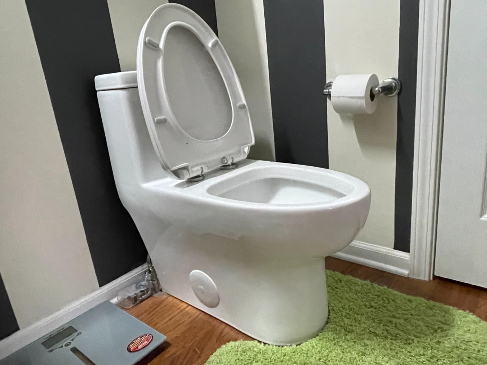 DeerValley One Piece Toilet Elongated Toilet with Soft-Close Seat Powerful 1.1/1.6 GPF Dual Flush Standard Height Toilets Skirted Design 12