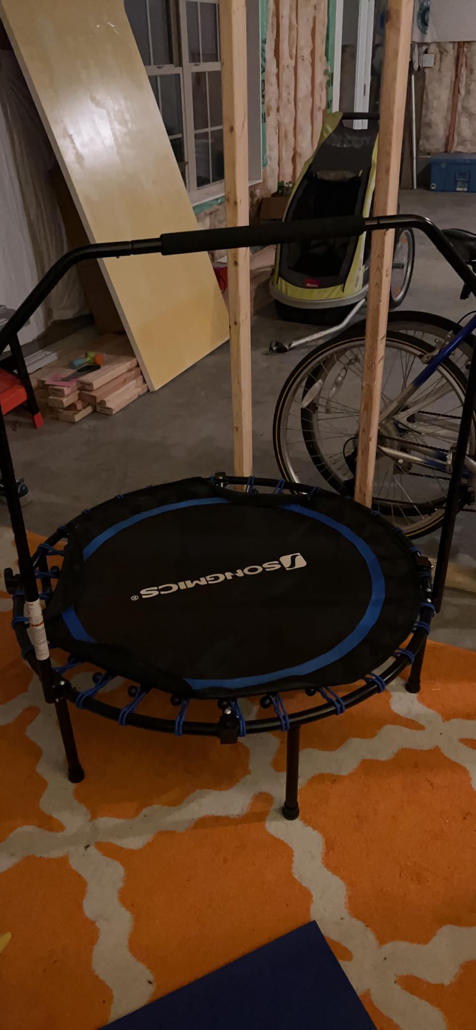 SONGMICS 40 Inches Mini Fitness Trampoline, Fitness Rebounder with Adjustable Handrail, Foldable Trampoline for At-Home Workout, Max. Load 264.6 lb customer photo 1