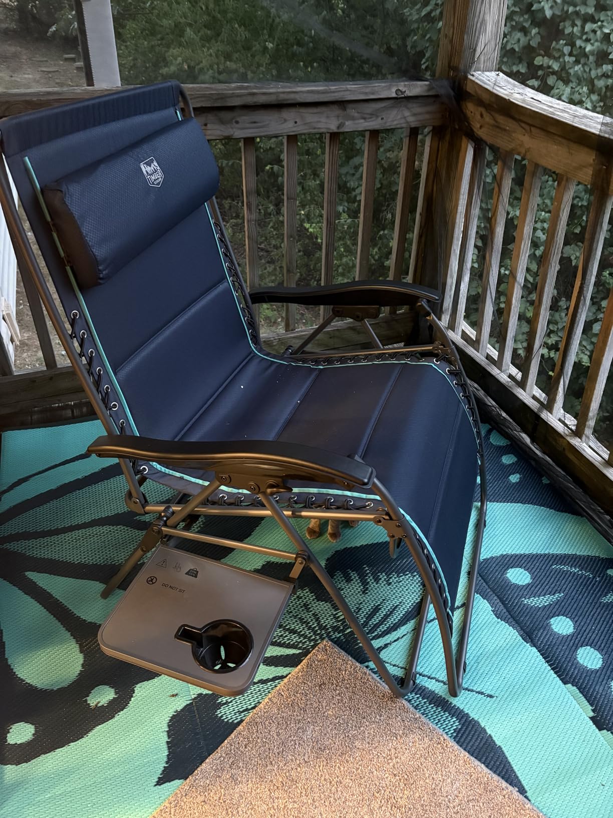 TIMBER RIDGE Oversized Zero Gravity Chair, 33In Wide XXL Zero Gravity Reclining Chair with Side Table, Full Padded Lounge Chair for Outdoor Camping Patio Lawn, Heavy Duty Supports 500lbs, Brown-1 Pack customer photo 2