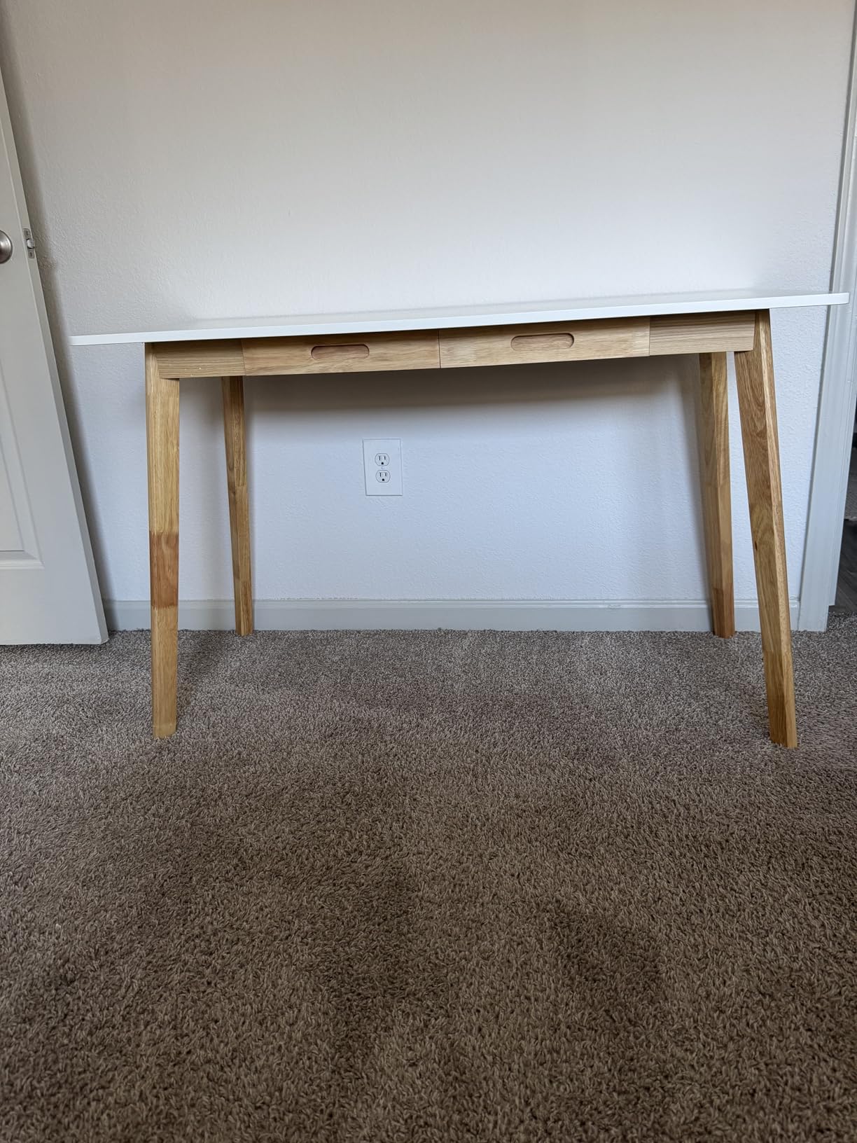 IOTXY Solid Wood Writing Desk - Home Office Workbench Desk with Drawer, Laptop Computer Work Study Table customer photo 2