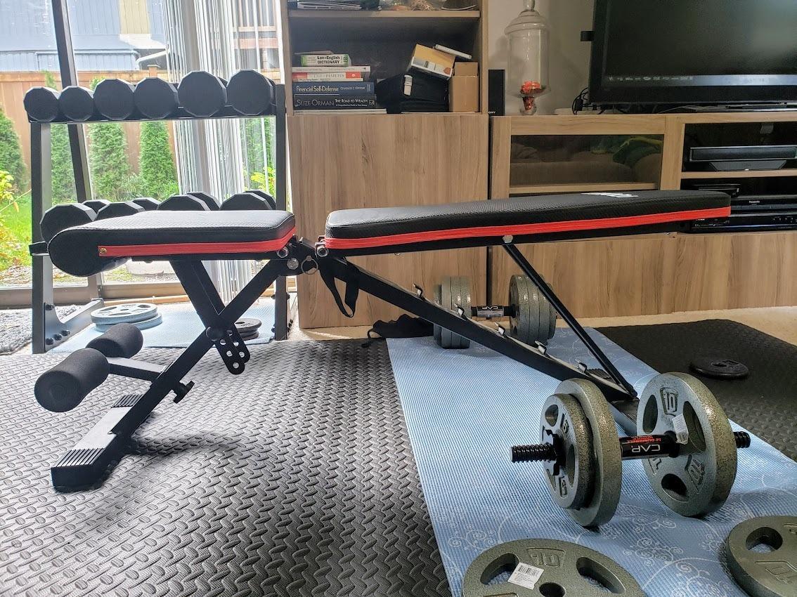 LINODI Adjustable Weight Bench for Home Gym, Foldable Incline Decline Flat Workout Bench for Full Body Strength Training customer photo 1