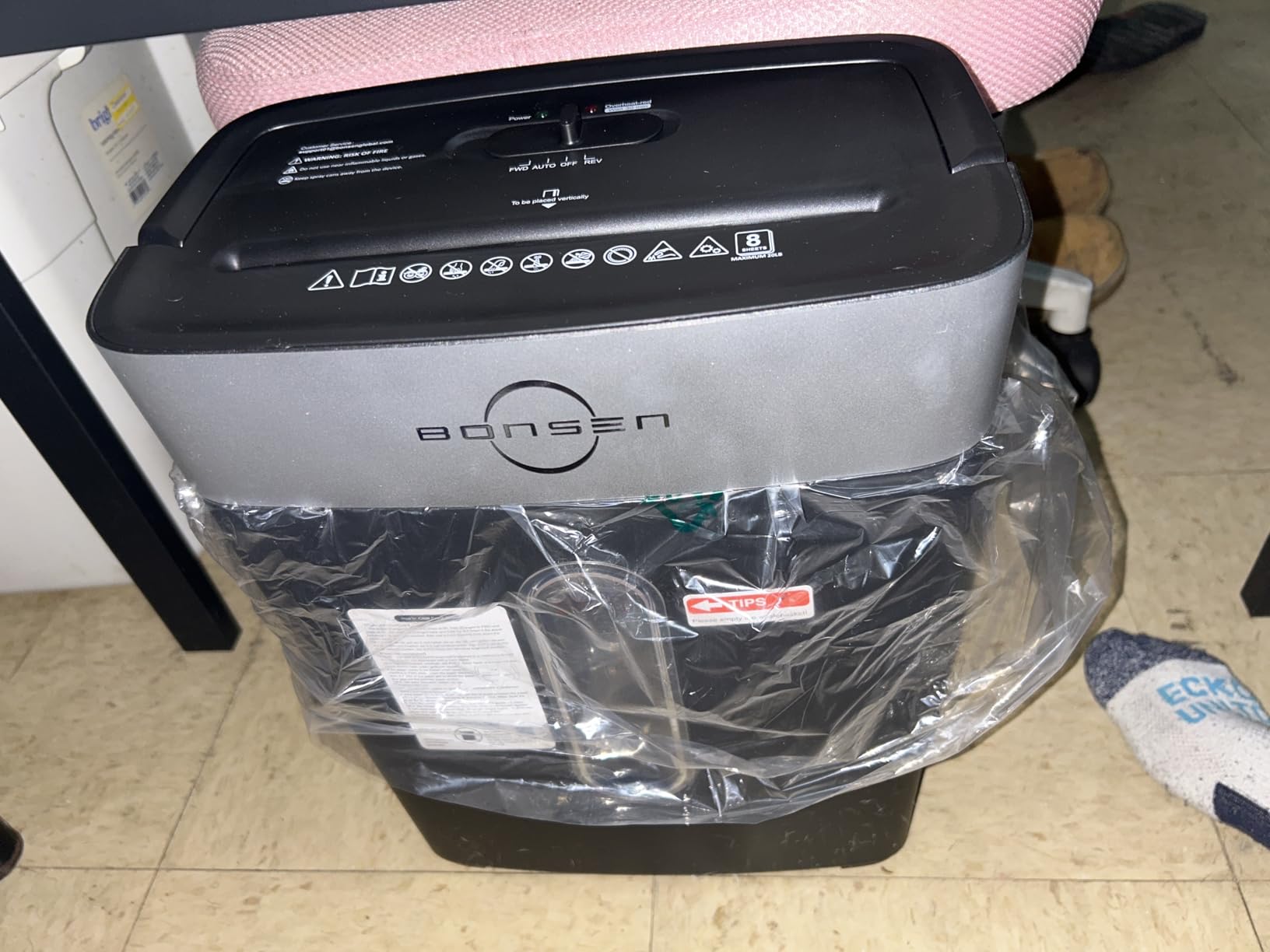 BONSEN Shredder for Home Office, 4 Gallons 8-Sheet Cross Cut Credit Card Shredder, Small Paper Shredder for Home Use, High Security Level P-4, ETL Certification (S3101) customer photo 2