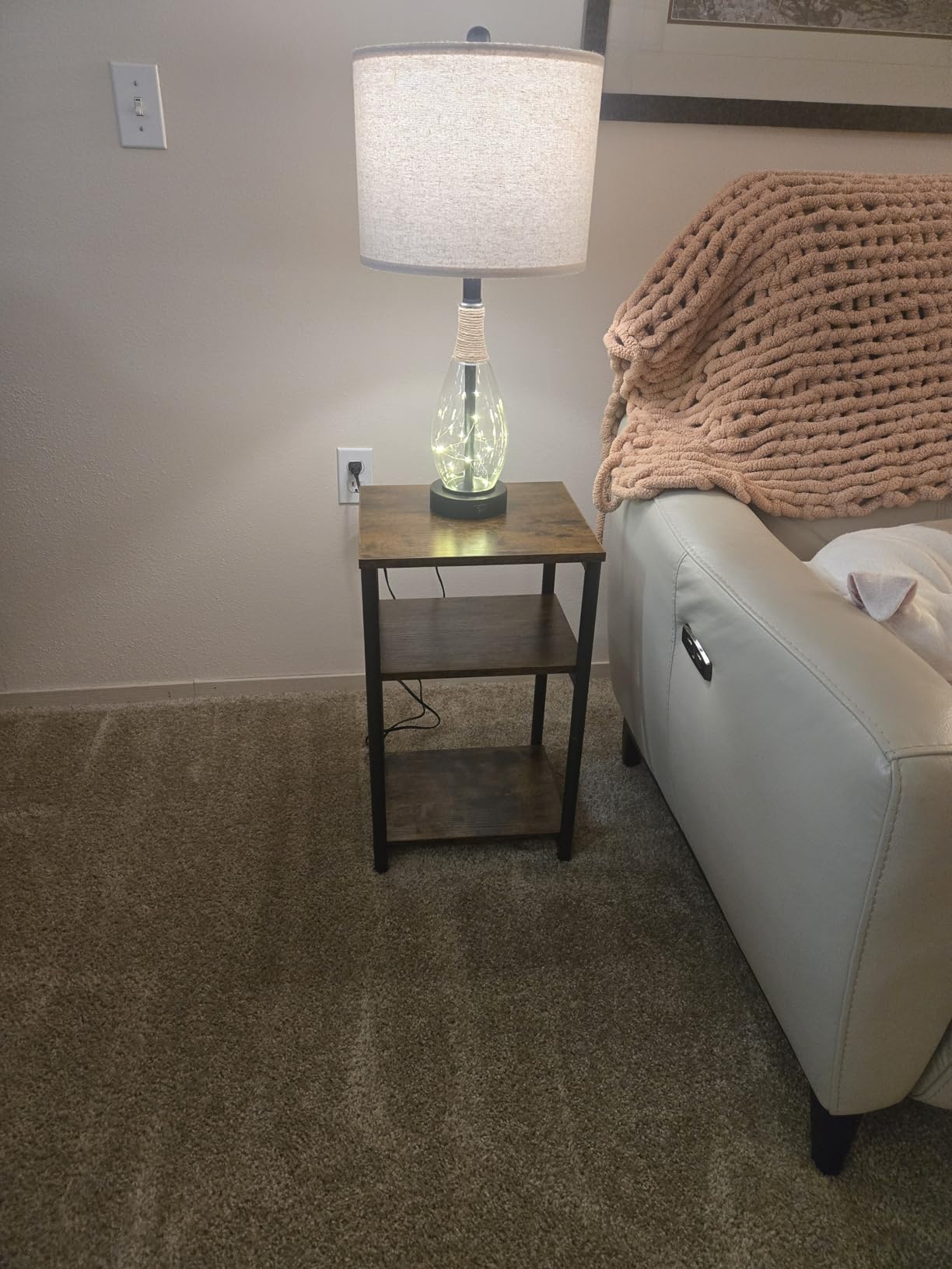 VASAGLE BARNET Collection - Side Table, Small End Table for Living Room, Modern Tall Nightstand, Bedroom, Office, Bathroom, Steel Frame, Rustic Brown and Ink Black customer photo 2