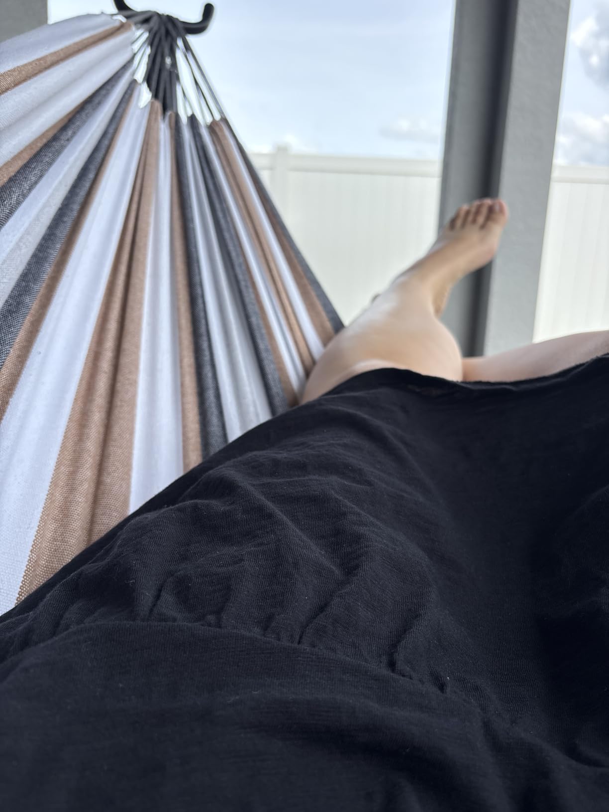 PNAEUT Double Hammocks with Stand for Outside, Portable Space Saving Heavy-Duty Steel Frame for Indoor Outdoor Patio Yard, Easy Assembly, 2 Person 450 lbs Capacity (Coffee) customer photo 1