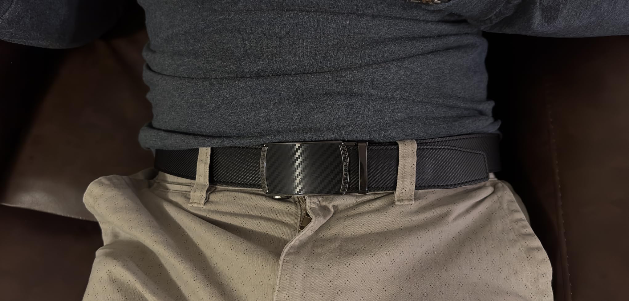 CHAOREN Mens Belt Leather Ratchet Belt - Customizable Fit, Effortless Style (35mm) customer photo 1