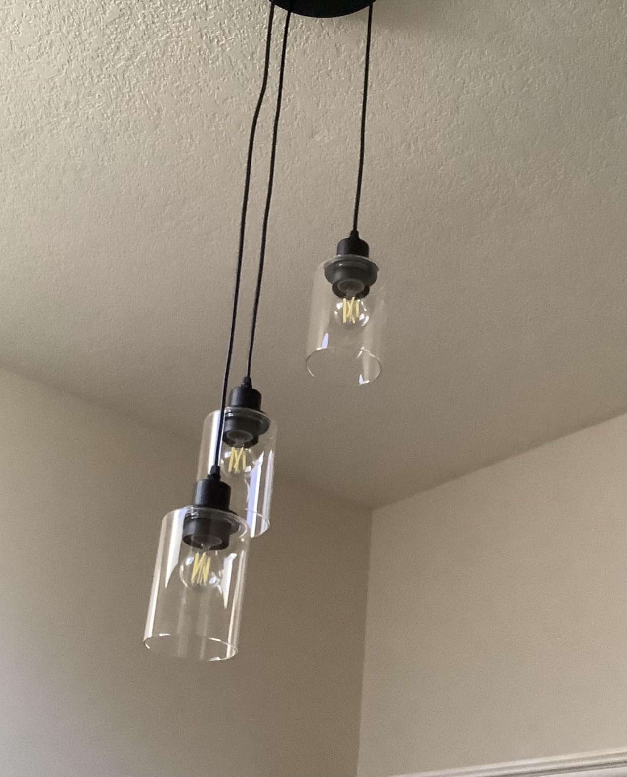 MAXvolador Industrial 3-Light Pendant Light, Adjustable Hanging Light Fixture with Clear Glass Shade, Pendant Lighting E26 Base Ceiling Lamp, Black customer photo 1