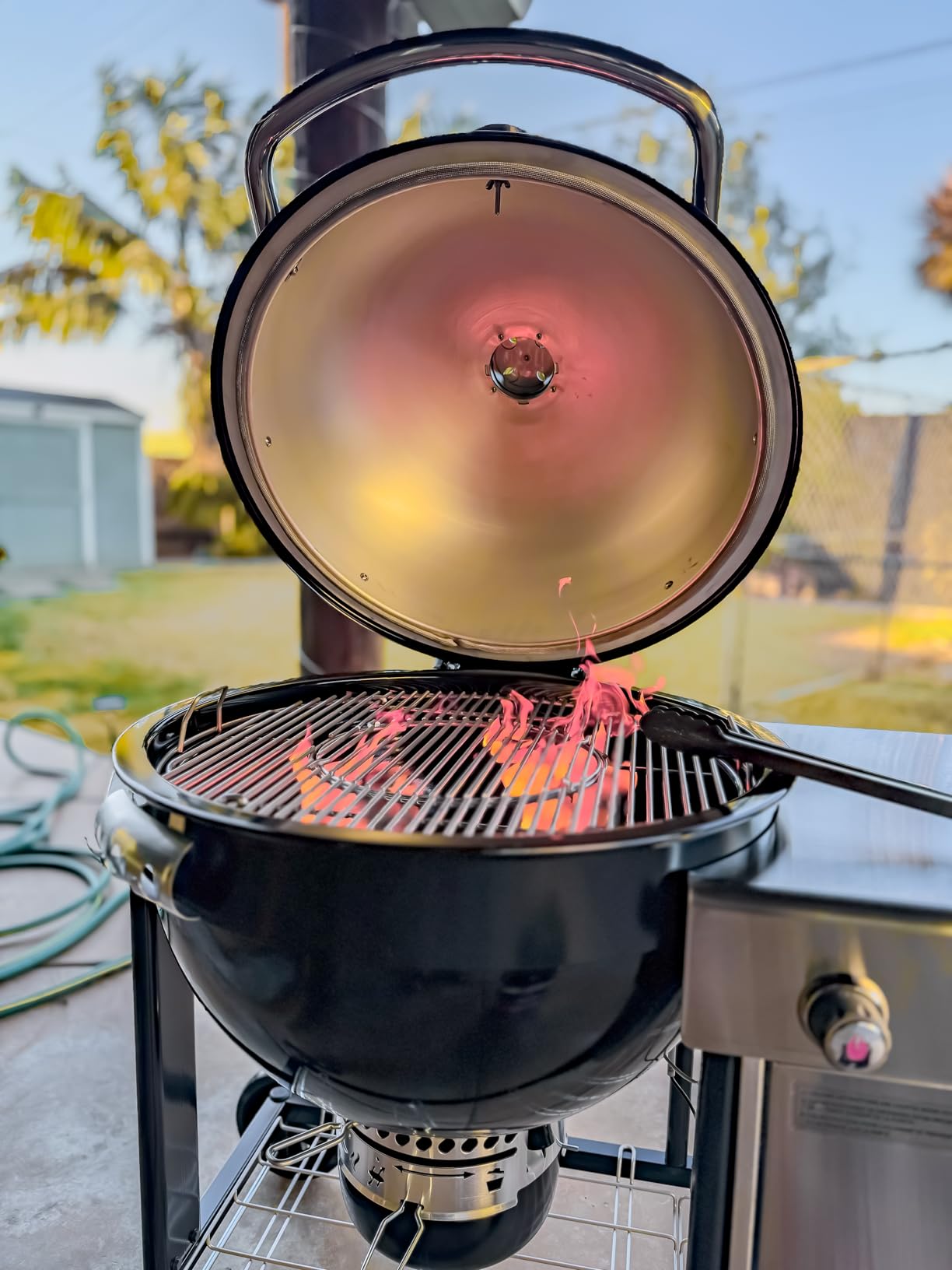 Summit Kamado S6 Charcoal Grilling Center, Black - Dual-Walled Insulated Steel Kamado with 24
