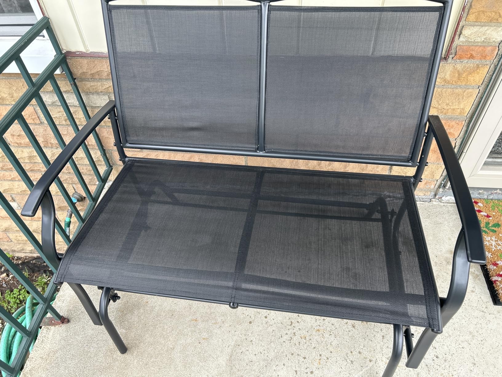 Best Choice Products 2-Person Outdoor Patio Swing Glider Steel Bench Loveseat Rocker for Deck, Porch w/Textilene Fabric, Steel Frame - Gray customer photo 2