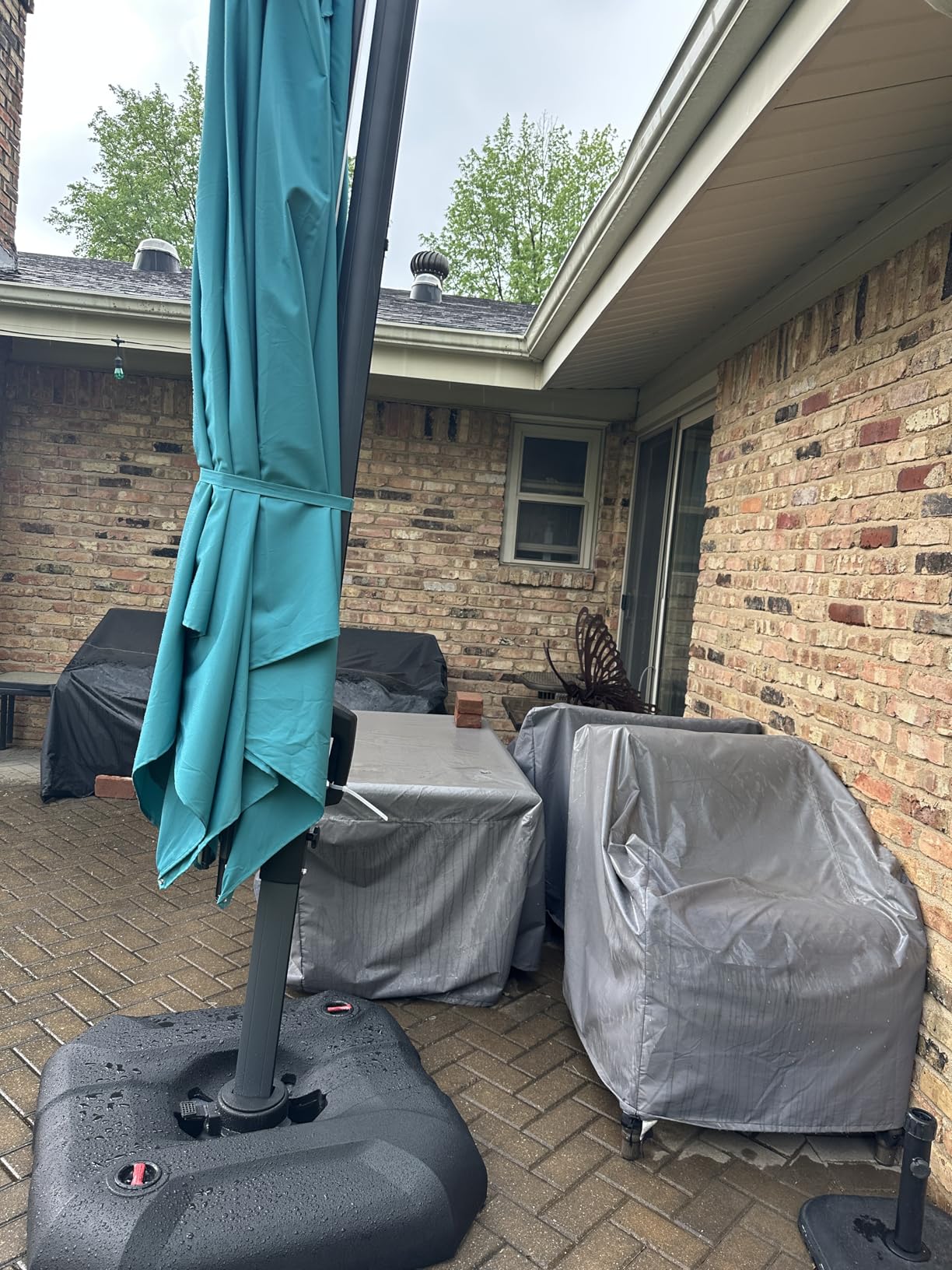 PURPLE LEAF 9' X 11.5' Patio Umbrella Outdoor Cantilever Rectangle Umbrella Aluminum Offset Umbrella with 360-degree Rotation for Garden Deck Pool Patio customer photo 2