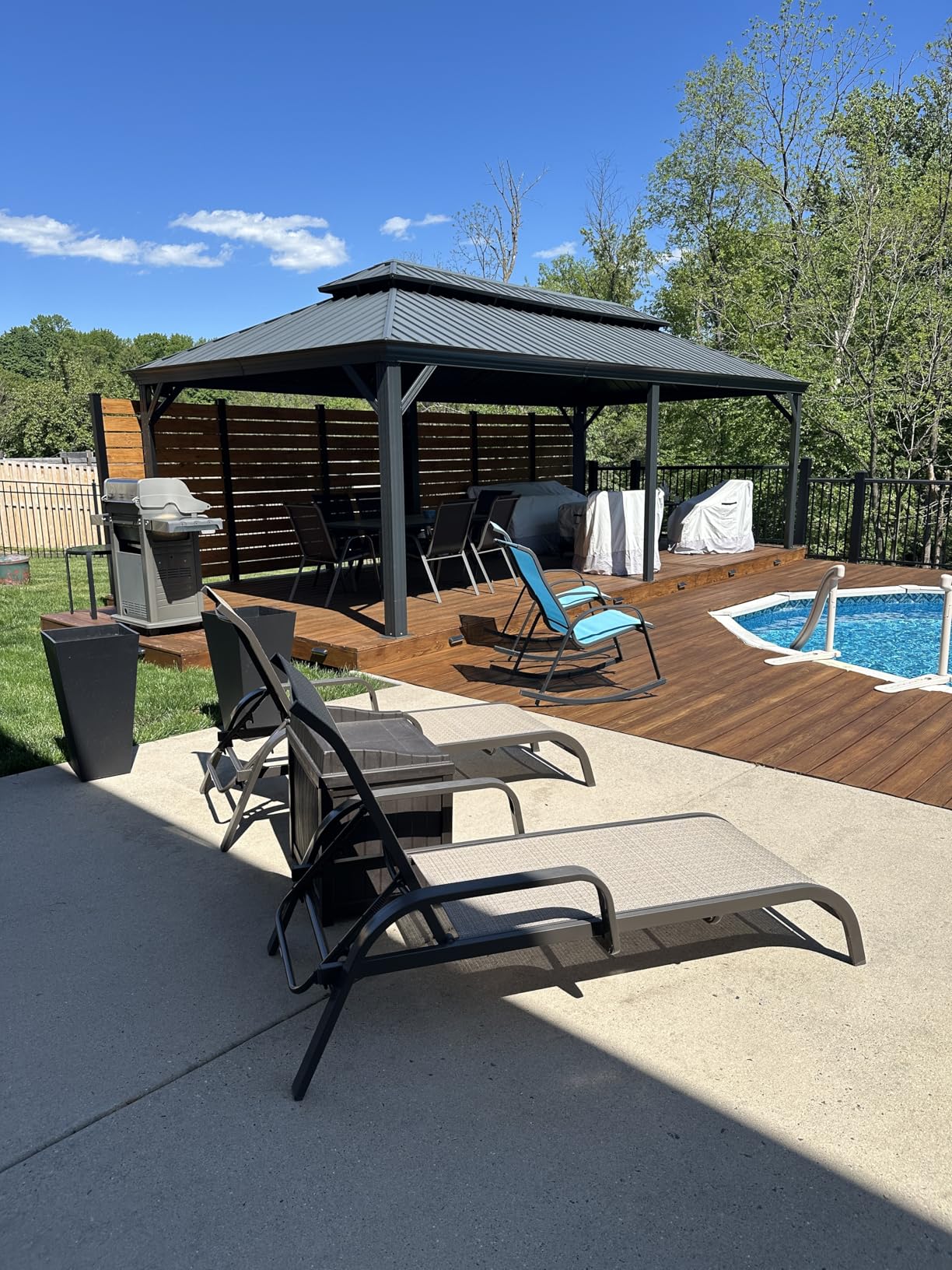 PURPLE LEAF 12' X 16' Permanent Hardtop Gazebo Aluminum Gazebo with Galvanized Steel Double Roof for Patio Lawn and Garden customer photo 2