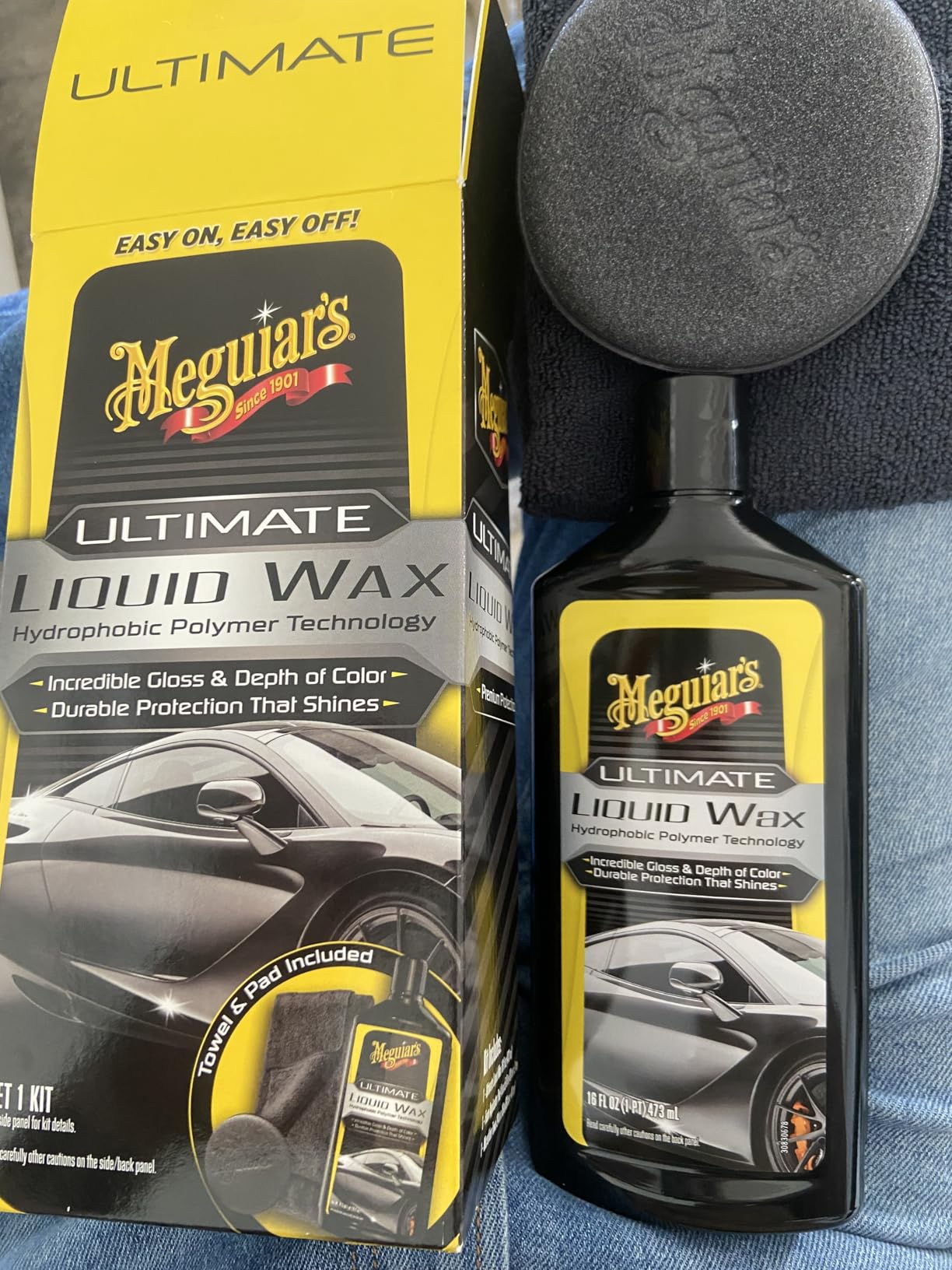 Meguiar's Ultimate Liquid Wax, Improved Liquid Car Wax Formula for Durable Protection that Shines, Premium Towel and Applicator Pad Car Accessories Included, 16 Oz Bottle customer photo 2