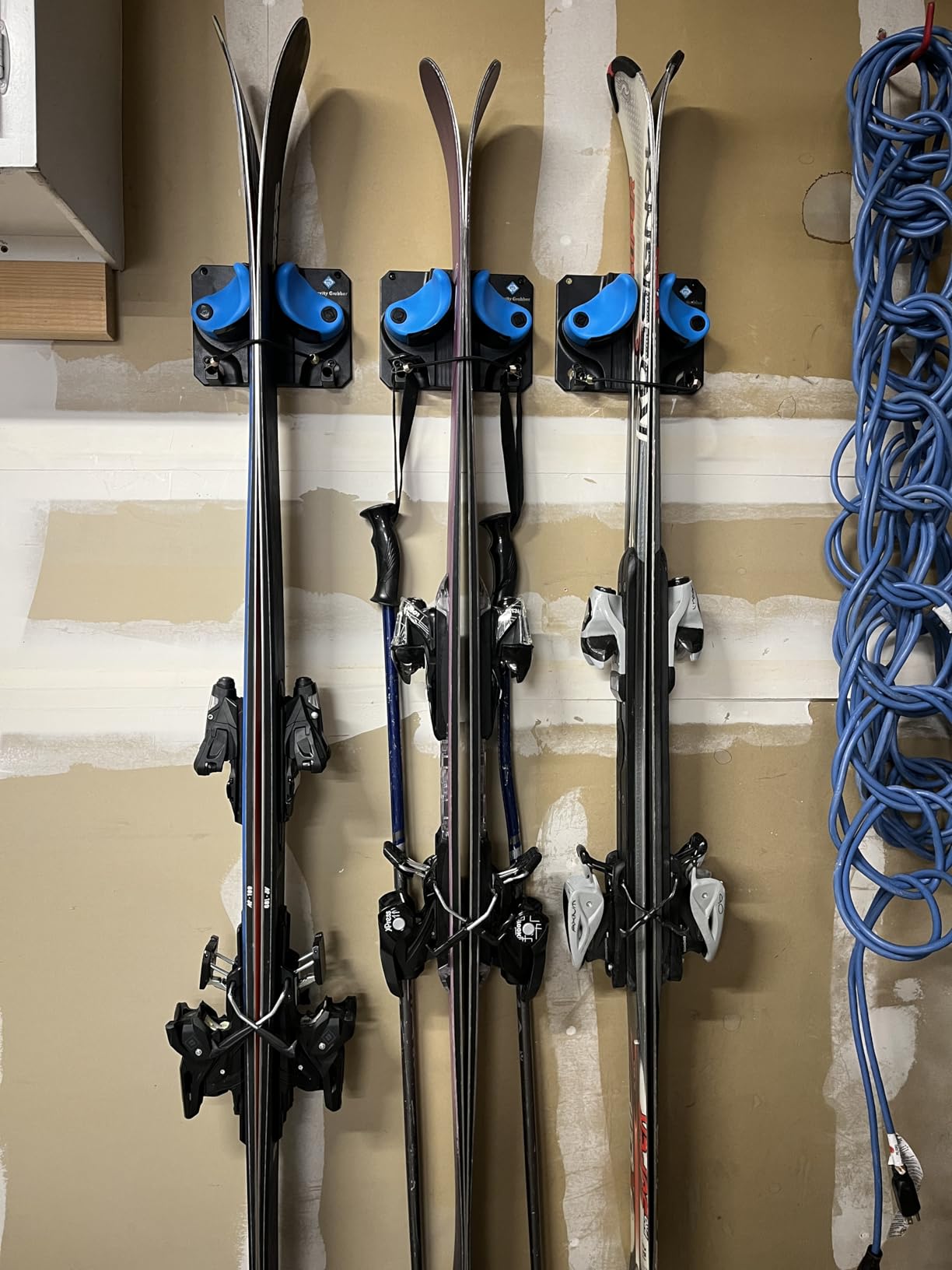 Gravity Grabber, The OG - Ski & Snowboard Wall Mount, Indoor Garage & Home Storage Organizer, Damage-Free Grip, Holds Skis/Boards/Poles/More, Space-Saving Premium Gear Rack, (Cyan 6-Pack) customer photo 2