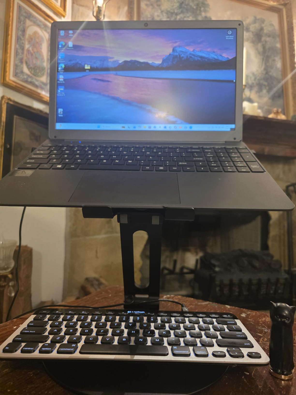 OMOTON Adjustable Laptop Stand with 360 Rotating Base, Ergonomic Laptop Riser for Collaborative Work, Dual Rotary Shaft Fully Foldable for Easy Storage, Fits All Laptops up to 16 inches, Silver customer photo 1