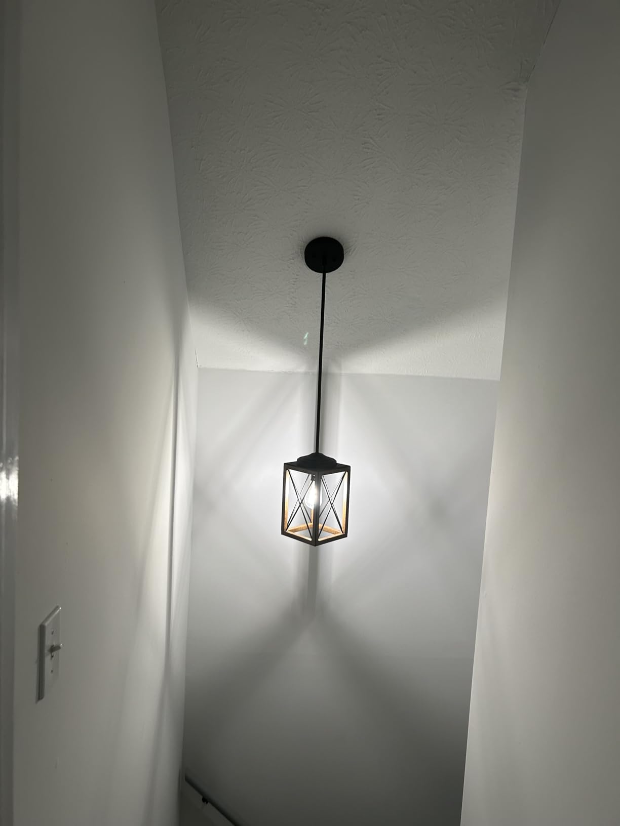 DEWENWILS 2 Pack Farmhouse Pendant Light, Metal Hanging Light Fixture with Wooden Grain Finish, 48 Inch Adjustable Pipes for Flat and Slop Ceiling, Kitchen Island, Bedroom, Dining Hall, ETL Listed customer photo 1