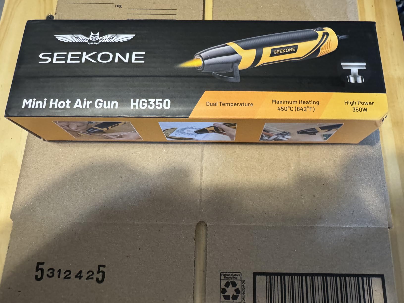 SEEKONE Mini Heat Gun, 350W 2-Temp Settings 500F & 842F Fast Heat Hot Air Gun Tool with Reflector Nozzle and 4.9Ft Long Cable Overload Protection for Crafting, Vinyl Wrap and Shrink Tubing customer photo 1