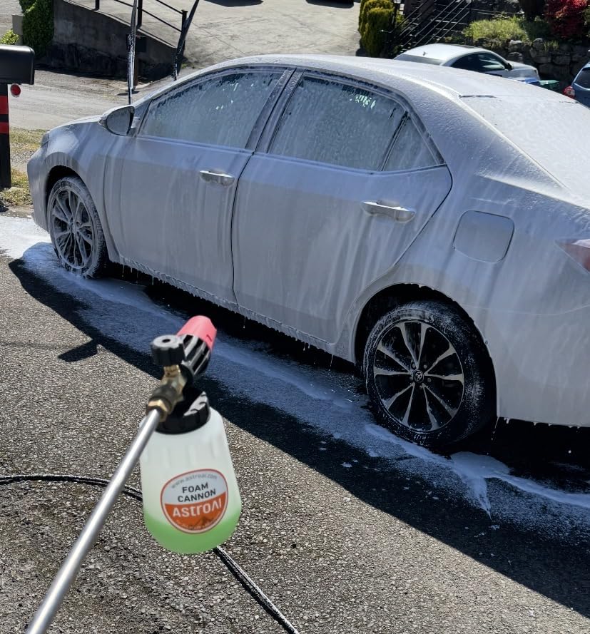 AstroAI Foam Cannon, Heavy Duty Car Foam Blaster Wide Neck Adjustable Snow Foam Lance and Thick Foam for Pressure Washer with 1/4