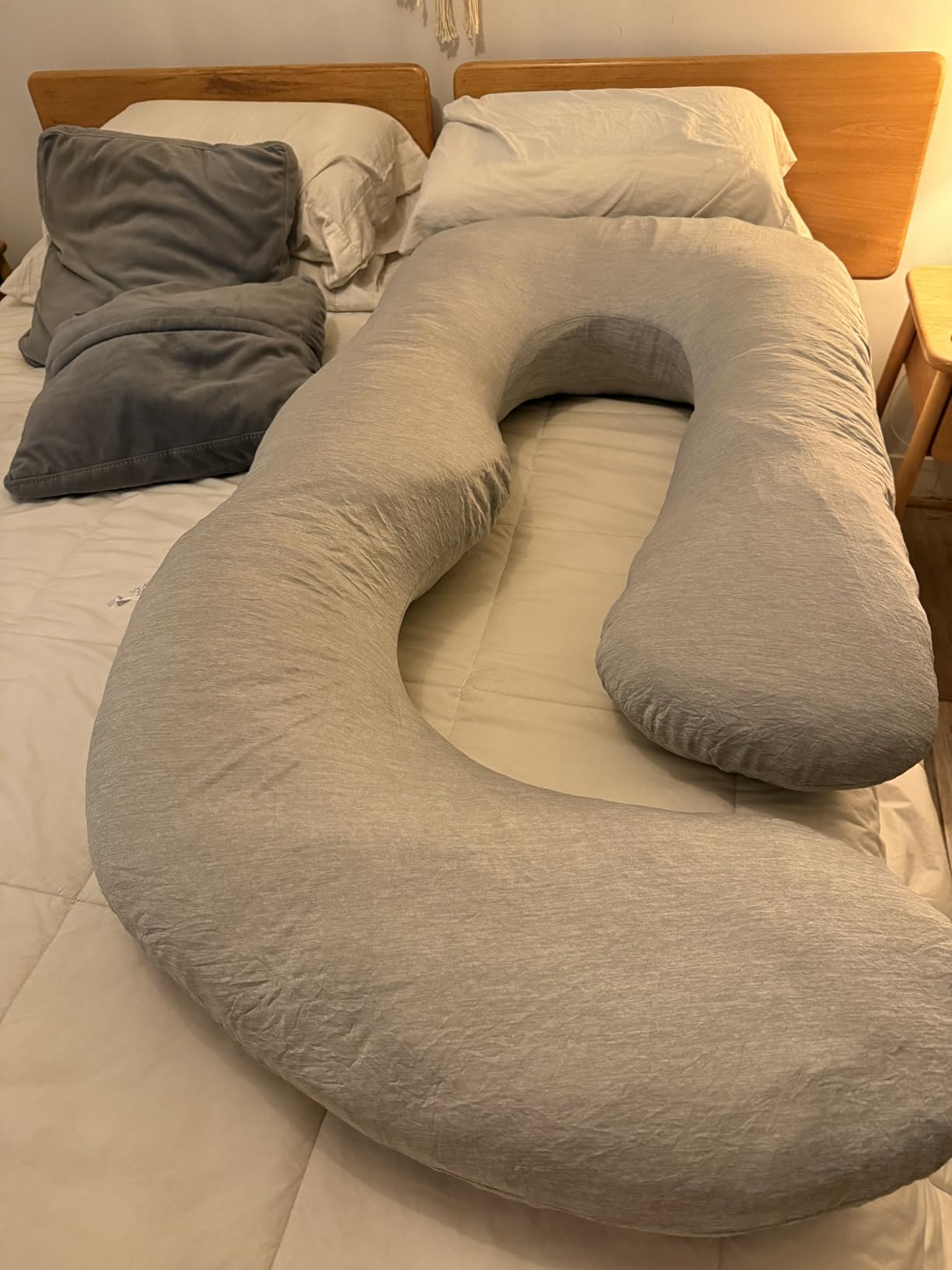 Momcozy Pregnancy Pillows for Sleeping, U Shaped Full Body Maternity Pillow with Removable Cover - Support for Back, Legs, Belly, HIPS for Pregnant Women, 57 Inch Pregnancy Pillow for Women, Grey customer photo 2