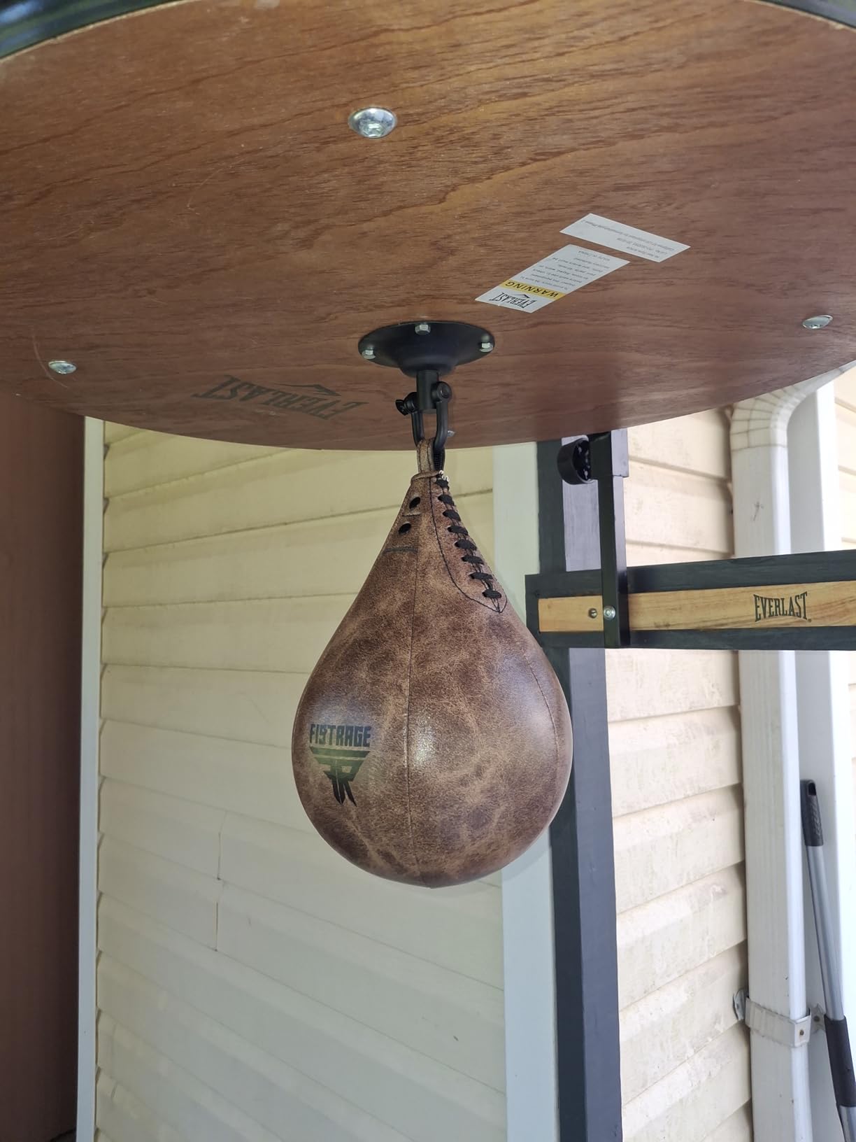 FISTRAGE Speed Ball Boxing Bag Leather MMA Muay Thai Training Punching Dodge Striking Kit with Free Hanging Swivel Workout Speedball Kicking Platform Equipment (Black) customer photo 2
