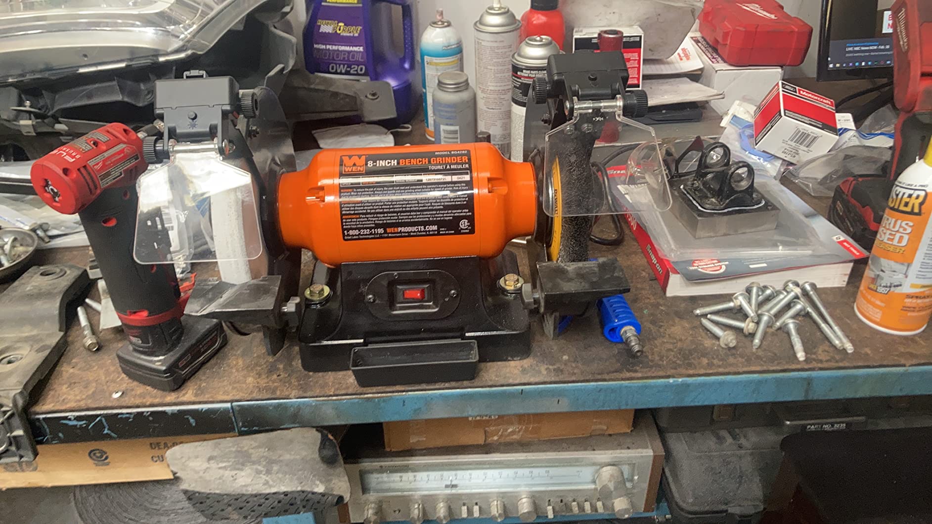 WEN BG4282 4.8-Amp 8-Inch Single Speed Bench Grinder with LED Work Lights, 14 x 10 x 11.75 inches, Black and Orange customer photo 2