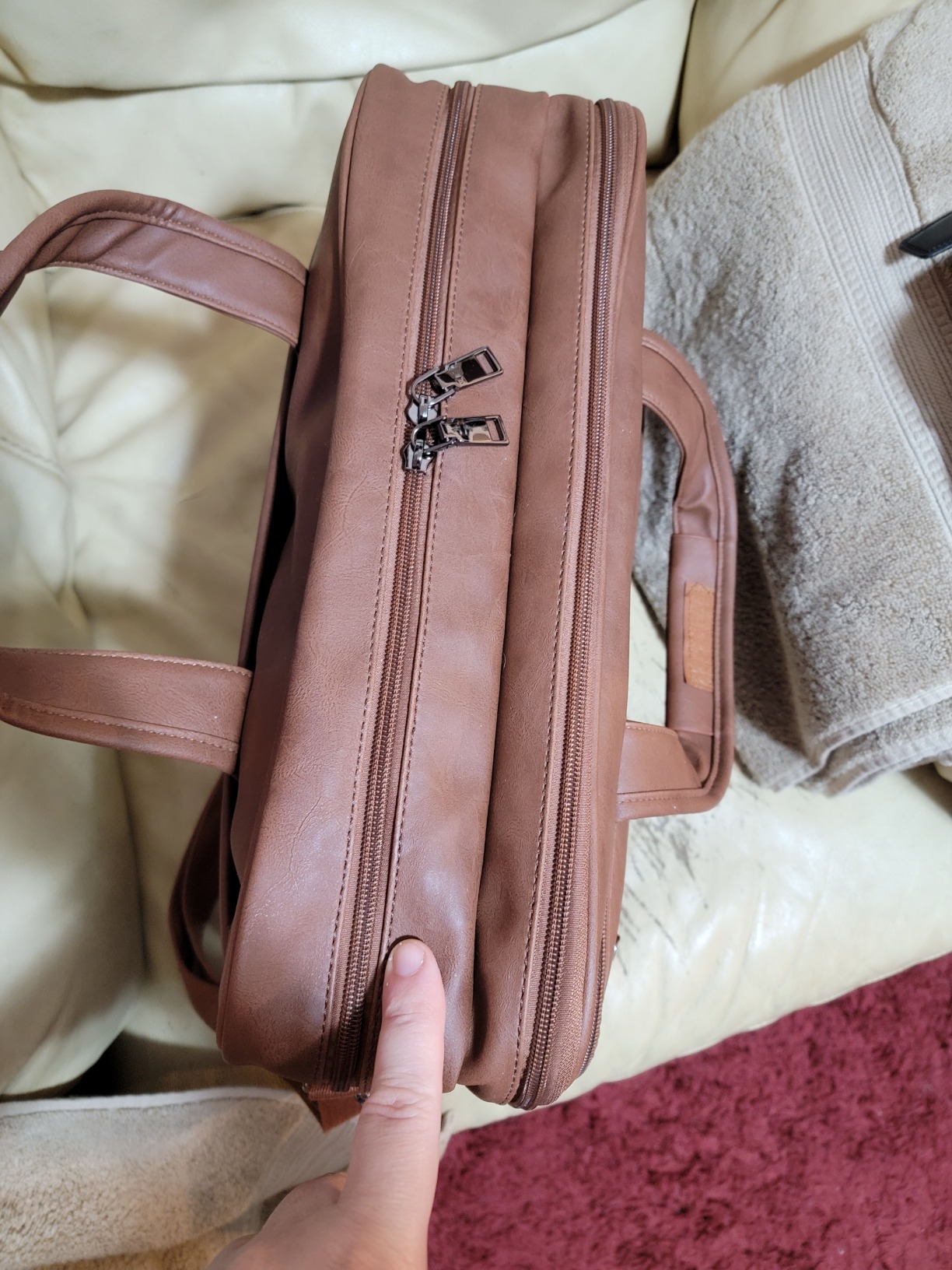 seyfocnia Leather Laptop Bag, Men's 15.6 Inche 17.3 Inche Messenger Briefcase Business Satchel Computer Handbag Shoulder Bag customer photo 1