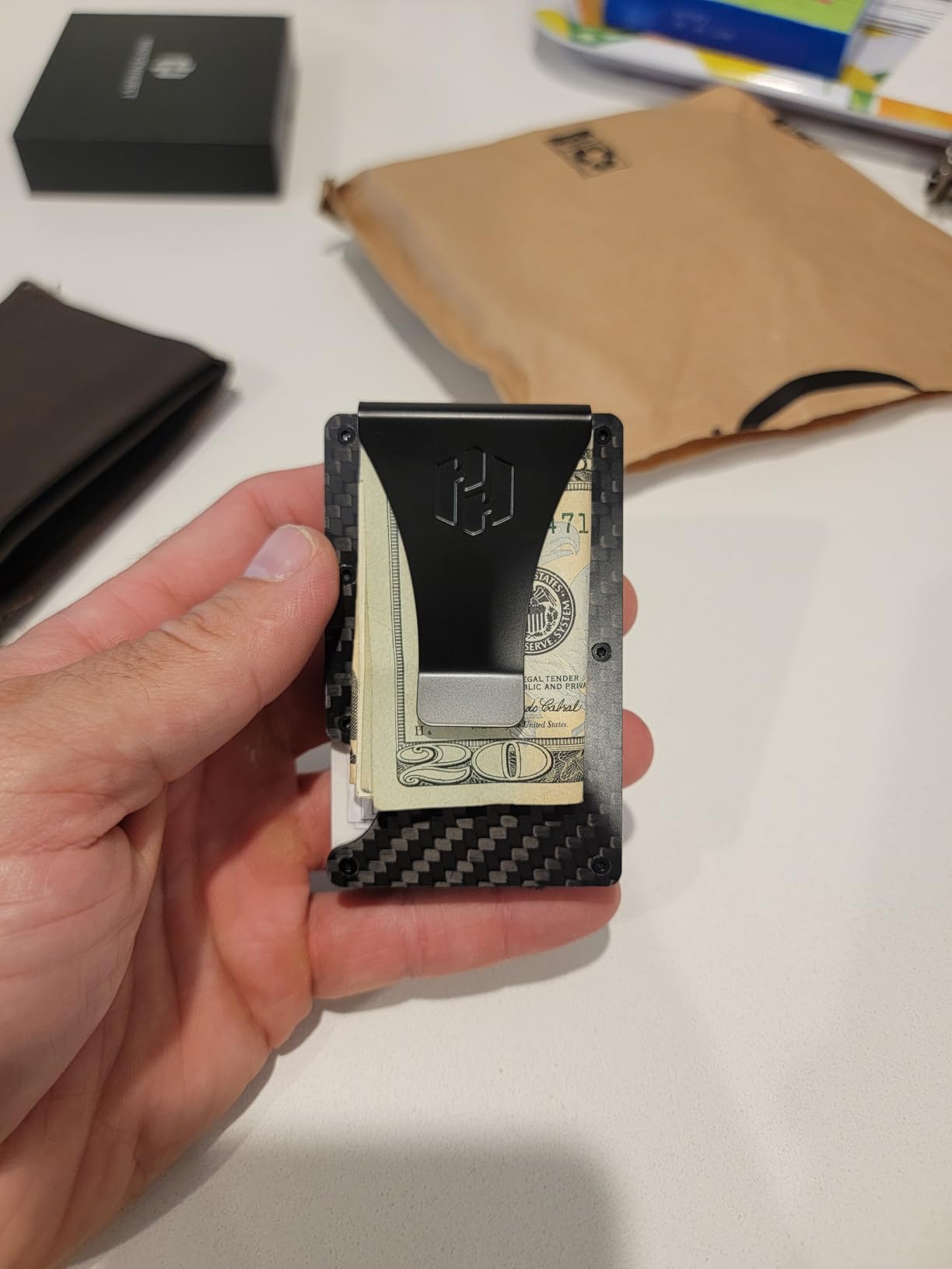 Wallet for Men - Slim RFID Blocking Metal Wallet with Money Clip, Minimalist Front Pocket Credit Card Holder, Small Mens Wallet customer photo 2