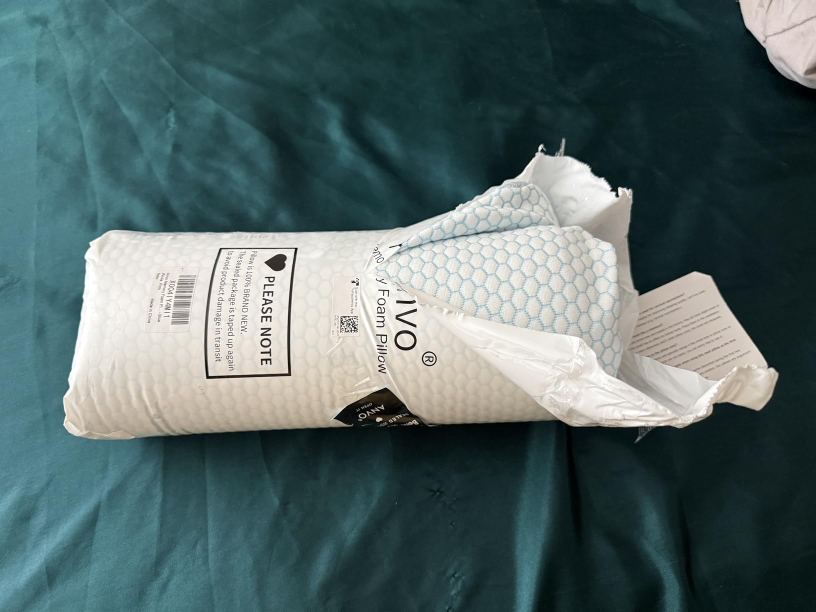 Anvo Memory Foam Pillow, Neck Contour Cervical Orthopedic Bed Pillow for Sleeping Side Back Stomach Sleeper, Ergonomic Design for Neck and Shoulder Pain Relief, Blue White, Firm customer photo 1