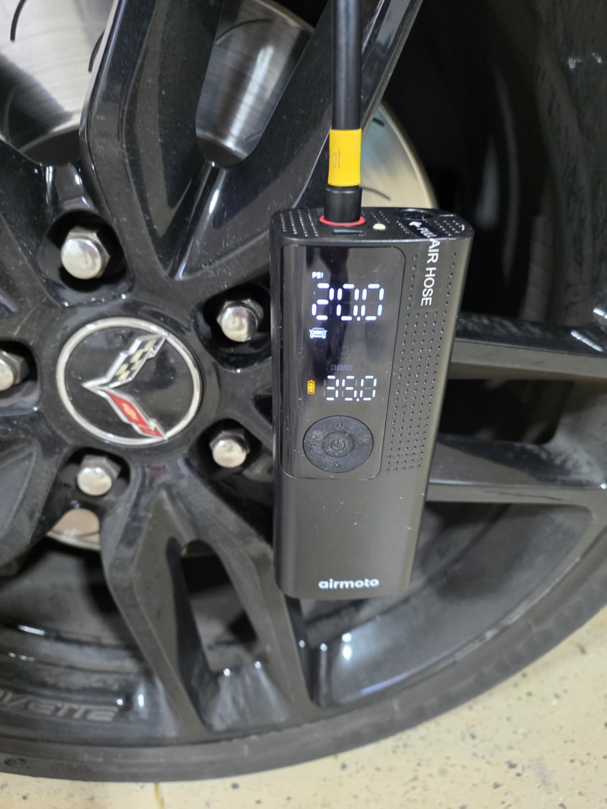 Airmoto Tire Inflator Portable Air Compressor - Air Pump For Car Tires with Digital Pressure Gauge, LED Light and Auto Shut-Off Function - Cordless Pump for Car, Motorcycle, Bicycle, Ball customer photo 2