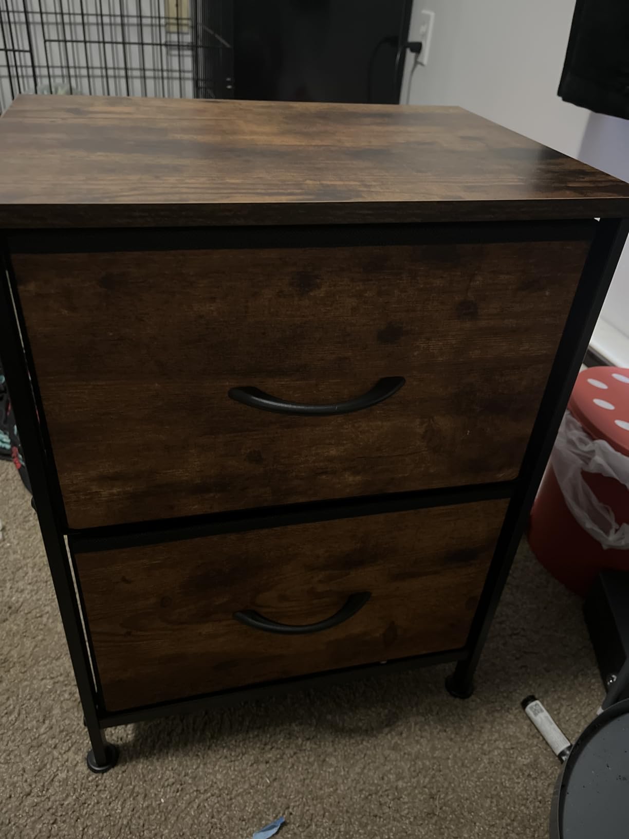 WLIVE Night Stand, Small Dresser with 2 Drawers & Wooden Top, Nightstand with Fabric Bins, Bedside Table End Table for Bedroom, Closet, Entryway, College Dorm, Rustic Brown customer photo 1