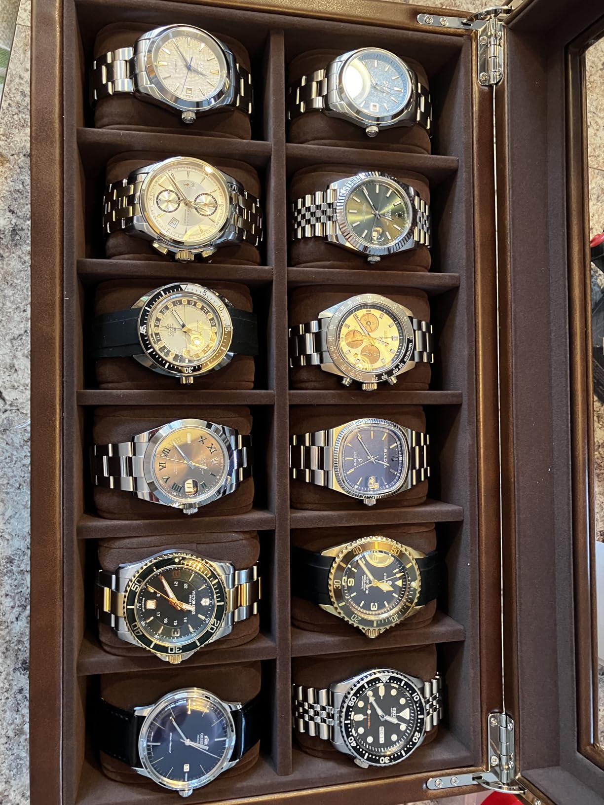 TAWBURY Watch Box for Men - 12 Slot Watch Case with Storage Drawer, Real Glass Display and 2-inch Wide Pillows for Large Watches customer photo 1