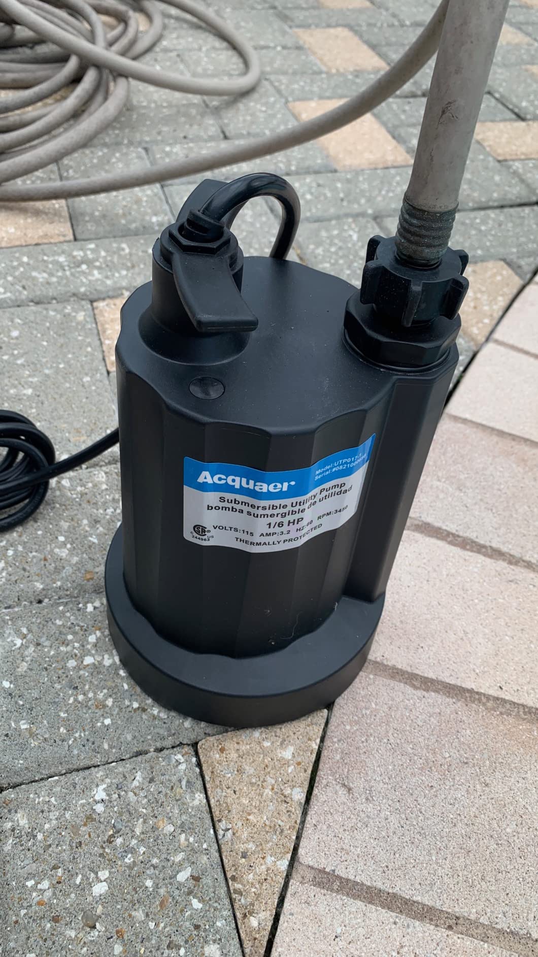 Acquaer Submersible Water Pump 1/6 HP Sump Pump Thermoplastic Utility Pump Small Electric Water Pump 1750GPH Water Remove for Basement Hot Tubs Garden Pool Cover Draining with 10 ft Cord customer photo 2