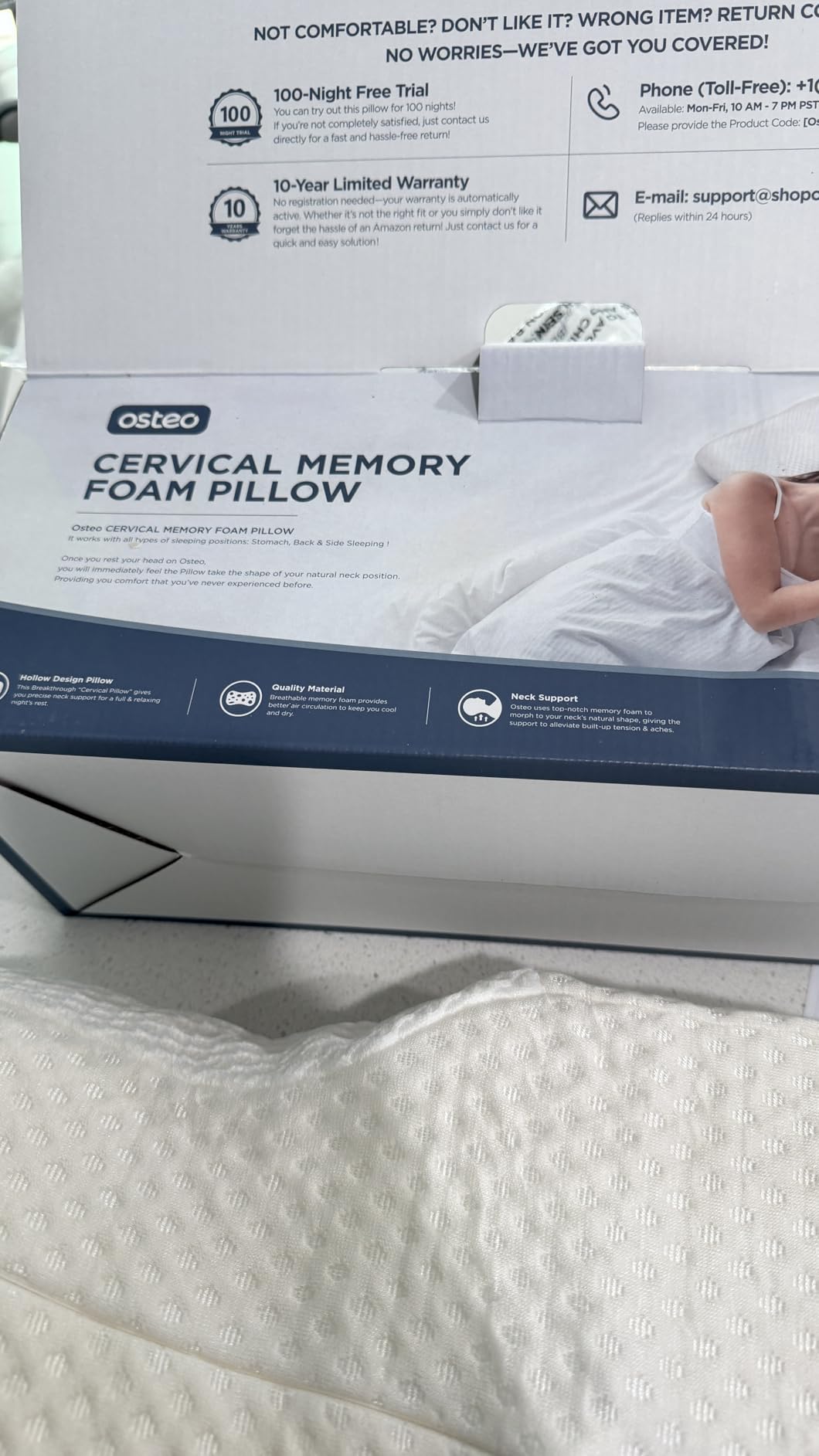 Osteo Cervical Pillow for Neck Pain Relief, Hollow Design Odorless Memory Foam Pillows with Cooling Case, Adjustable Orthopedic Bed Pillow for Sleeping, Support for Side Back Sleepers customer photo 2