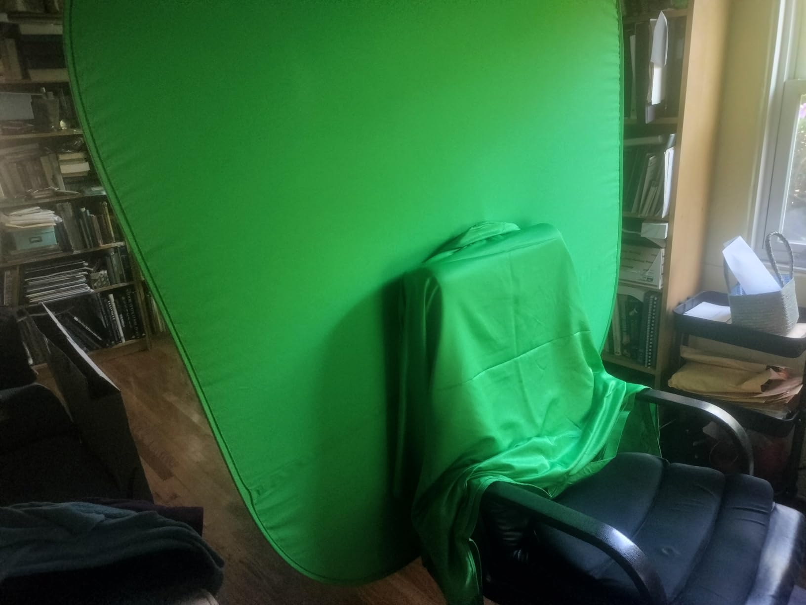 Portable Green Screen Chair, 59 in Greenscreen Backdrop with Stand Double Sided Foldable Green Background, Chroma Key, for Video Chats and Meetings, Photography, Photo Zoom, Streaming Games customer photo 2