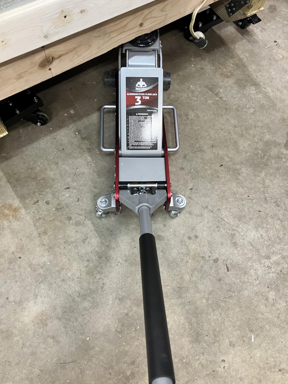Jack Boss 3 Ton Low Profile, Aluminum and Steel Racing Floor Jack with Dual Pistons Quick Lift Pump for Sport Utility Vehicle, Lifting Range 3-15/16 min to 18-5/16 max, Net Weight 58.5 lb, Red customer photo 2