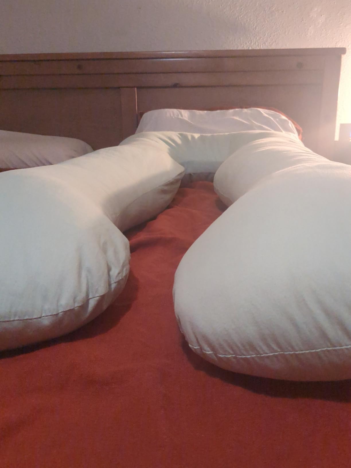 QUEEN ROSE Pregnancy Pillow, U Shaped Full Body Pillows for Sleeping Support, 55 Inch Maternity Pillow for Pregnant Women with Cooling Silky Cover, Blue customer photo 2