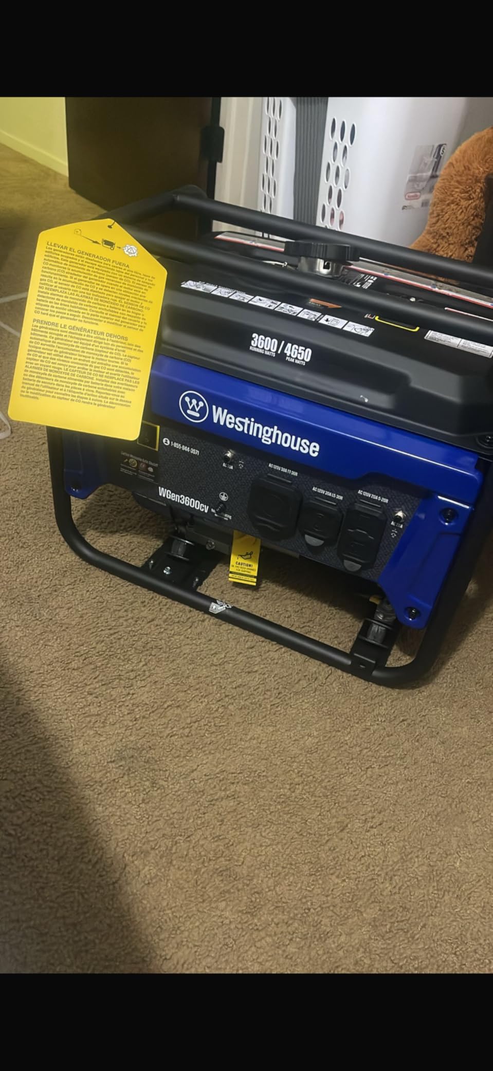Westinghouse 4650 Peak Watt Portable Generator, RV Ready 30A Outlet, Gas Powered, CO Sensor customer photo 1