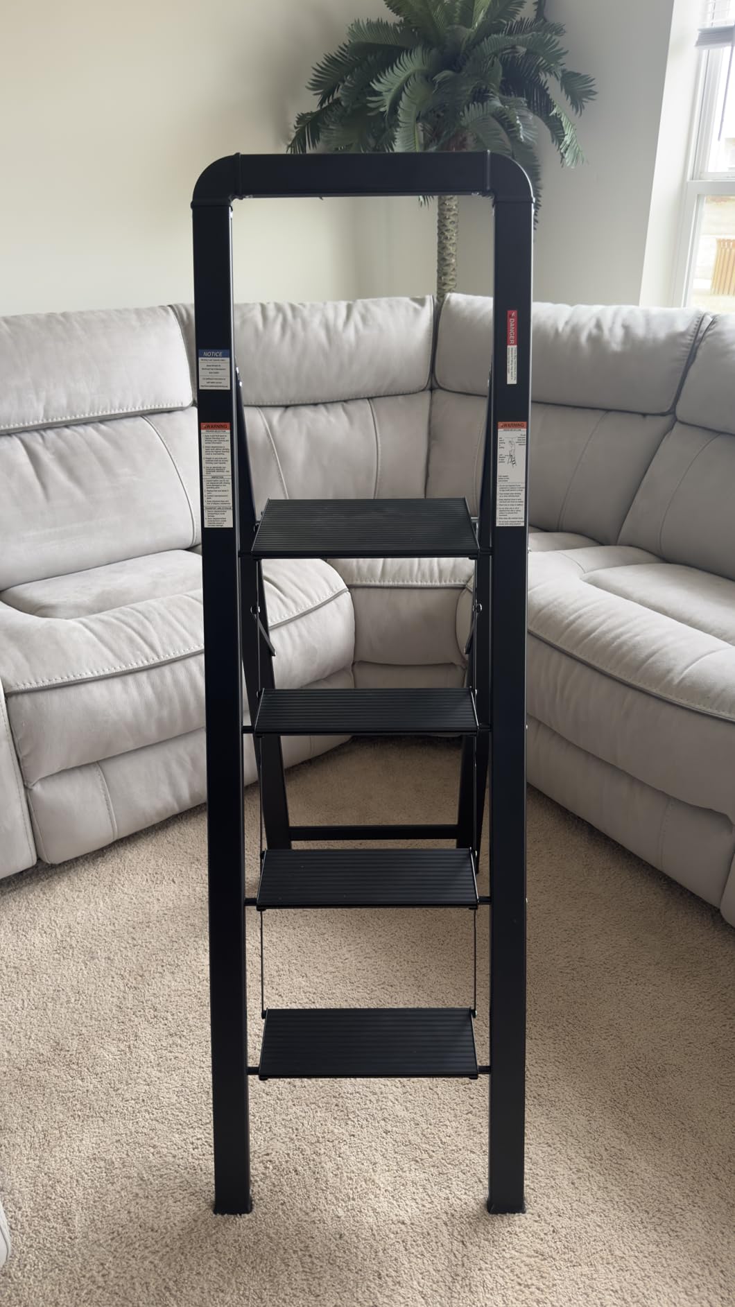 KINGRACK Aluminium 3 Step Ladder, Lightweight Step Stool with Non-Slip Pedals, Handrail, 330 LBS Foldable Step Ladder for Kitchen, Garage, Home, Space Saving, Sturdy and Portable, Silver customer photo 2