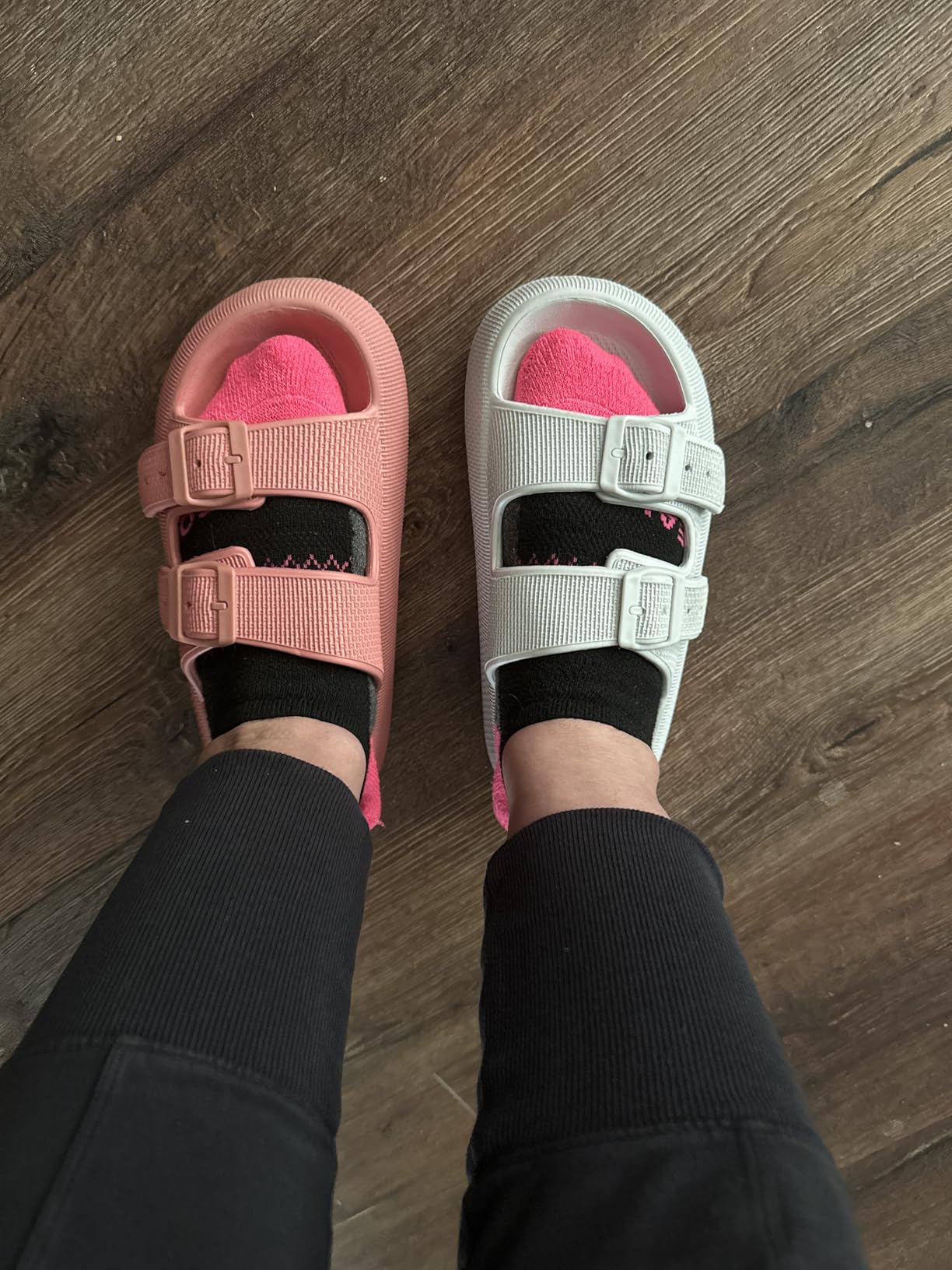 CUSHIONAIRE Fame Pillow Recovery Sandals for Women, Adjustable Double Buckle Waterproof EVA Cloud Slides customer photo 2