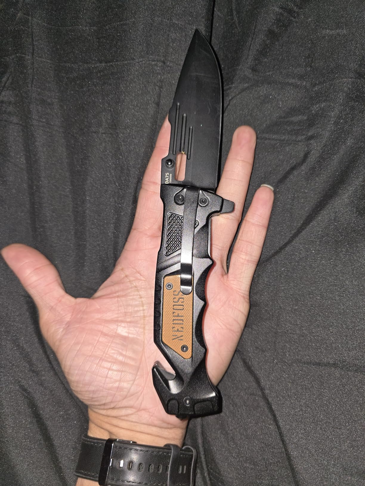 NedFoss Pocket Folding Knife DA75, 3 in 1 Pocket Knife Gifts for Men Women, Survival Knife with Liner-Lock Belt Clip, Seat Belt Cutter, Glass Breaker, Hunting knife for Camping Hiking customer photo 1