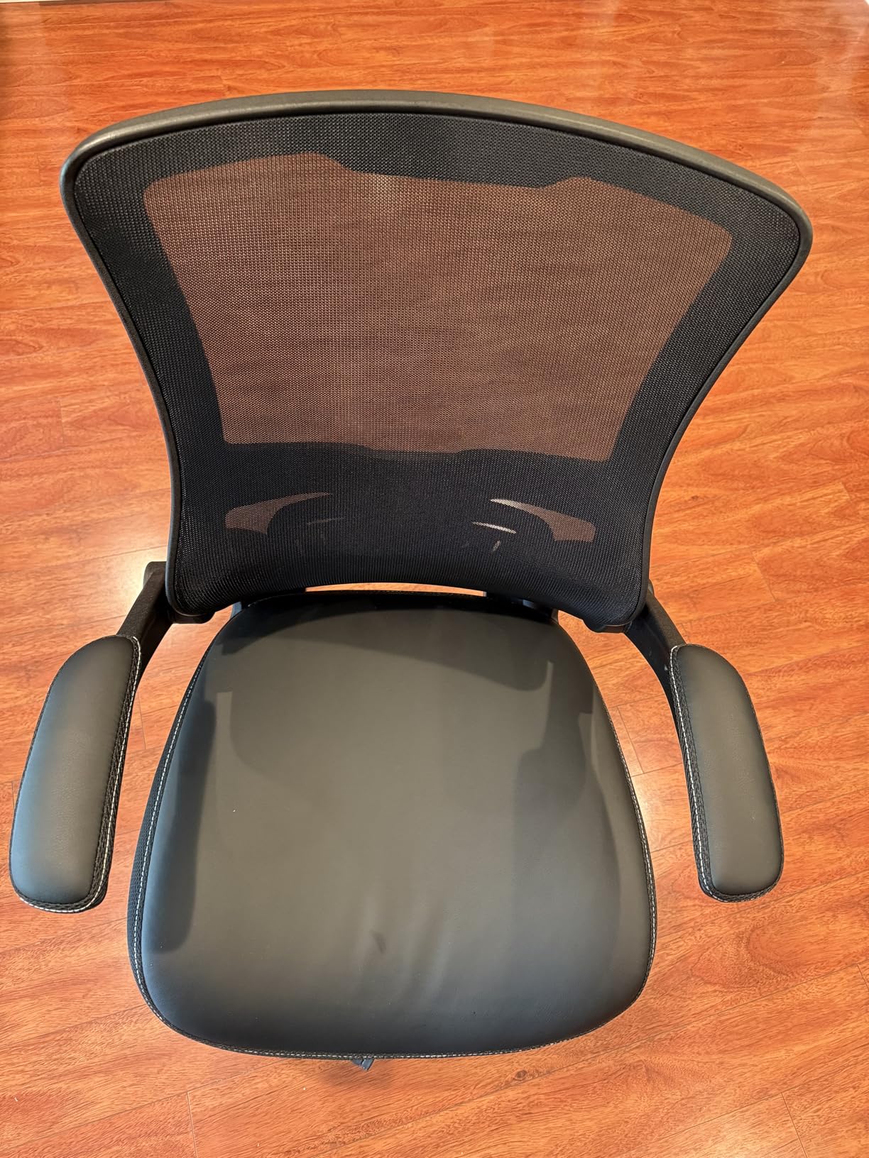 Office Chair Ergonomic Desk Chair, Computer PU Leather Home Office Chair, Swivel Mesh Back Adjustable Lumbar Support Flip-up Arms customer photo 1