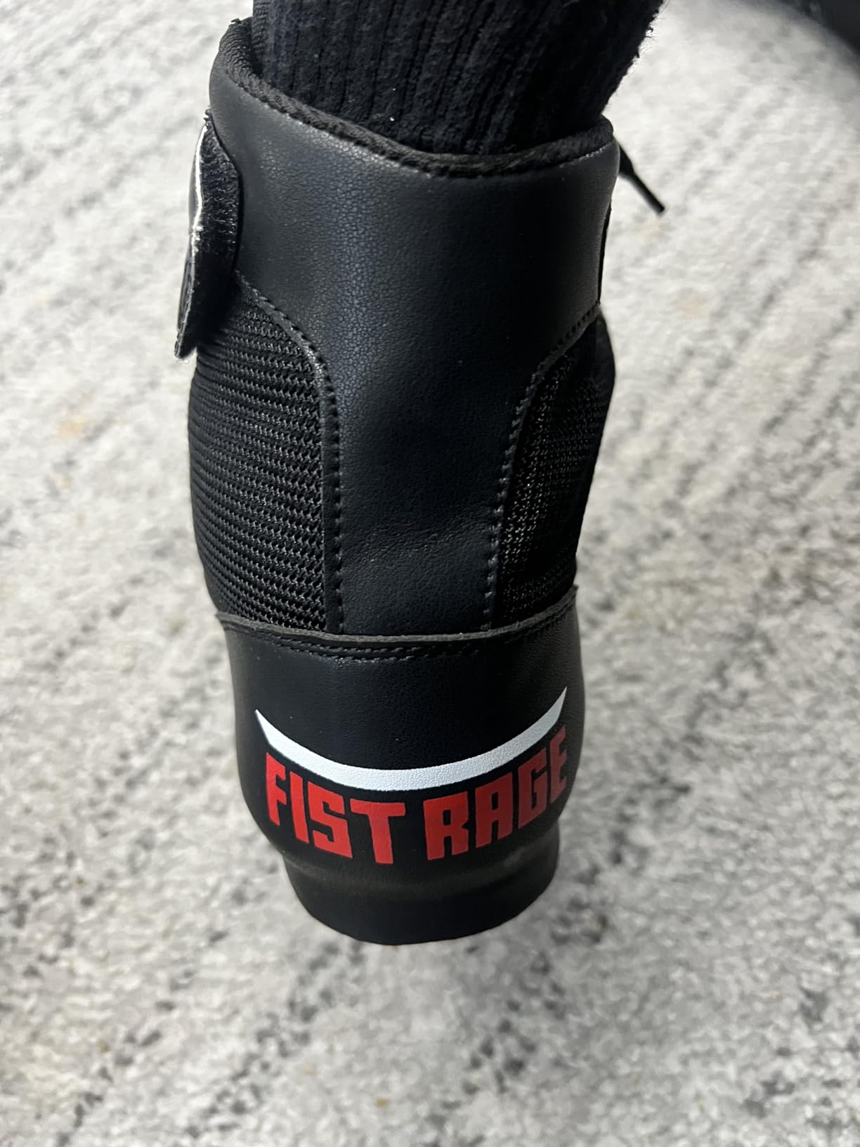 FISTRAGE Leather Kick Boxing Shoes Fighting Sports Master Training Mesh Unisex Pro Men's and Youth Genuine Boot Light Weight | Black Color Boxing Shoes for Adults customer photo 2