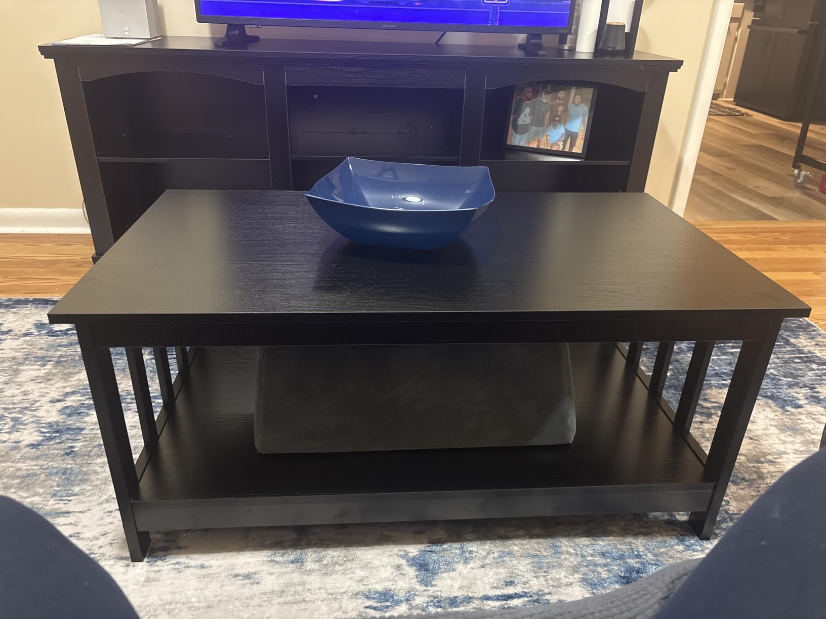 ChooChoo Farmhouse Coffee Table, Black Living Room Table with Shelf, 40 Inch customer photo 1
