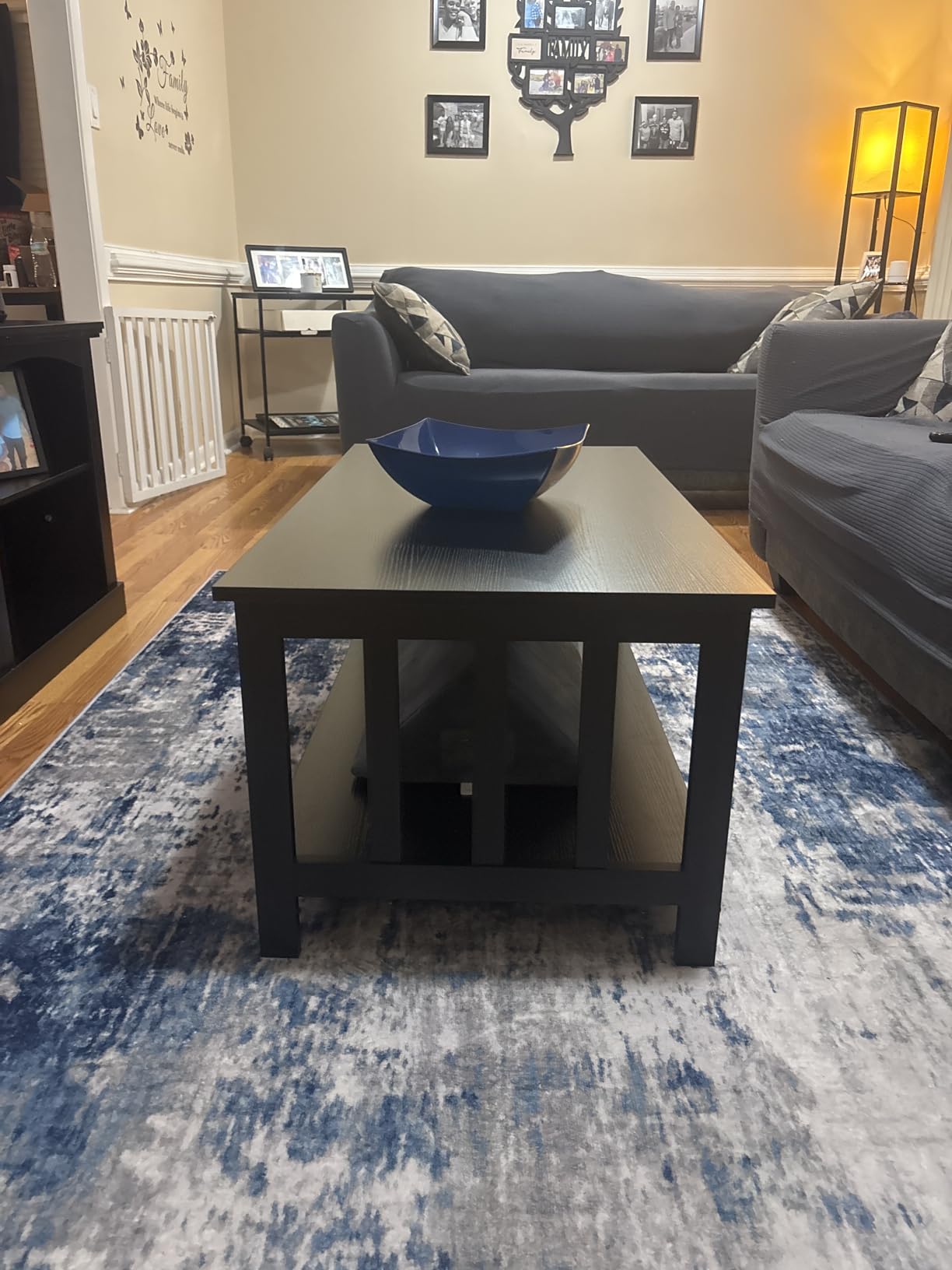 ChooChoo Farmhouse Coffee Table, Black Living Room Table with Shelf, 40 Inch customer photo 2
