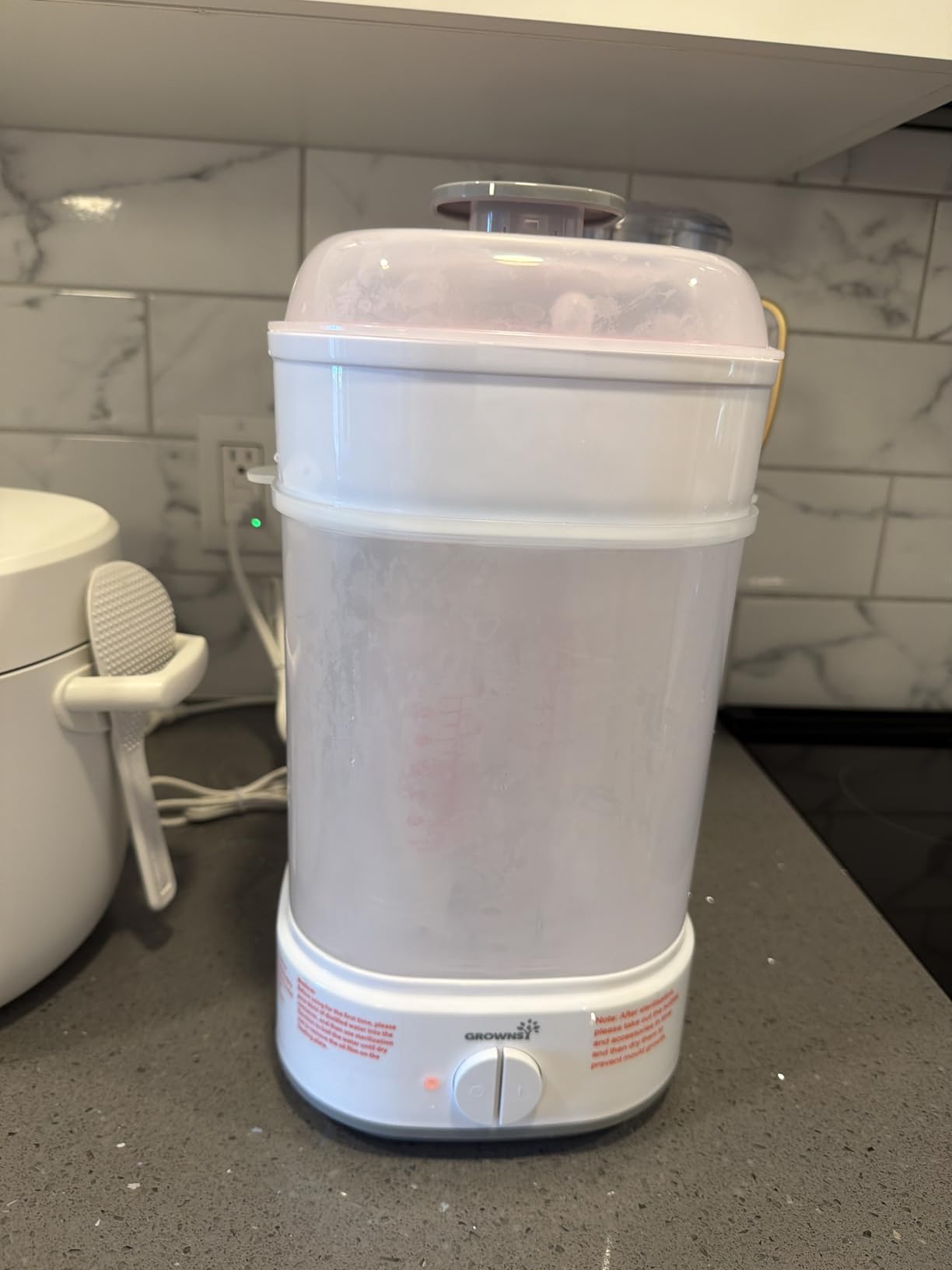 Bottle Sterilizer, Baby Bottle Steam Sterilizer, Electric Baby Bottle Sanitizer with Timer for Baby Bottles, Pacifiers, Pump Parts customer photo 2