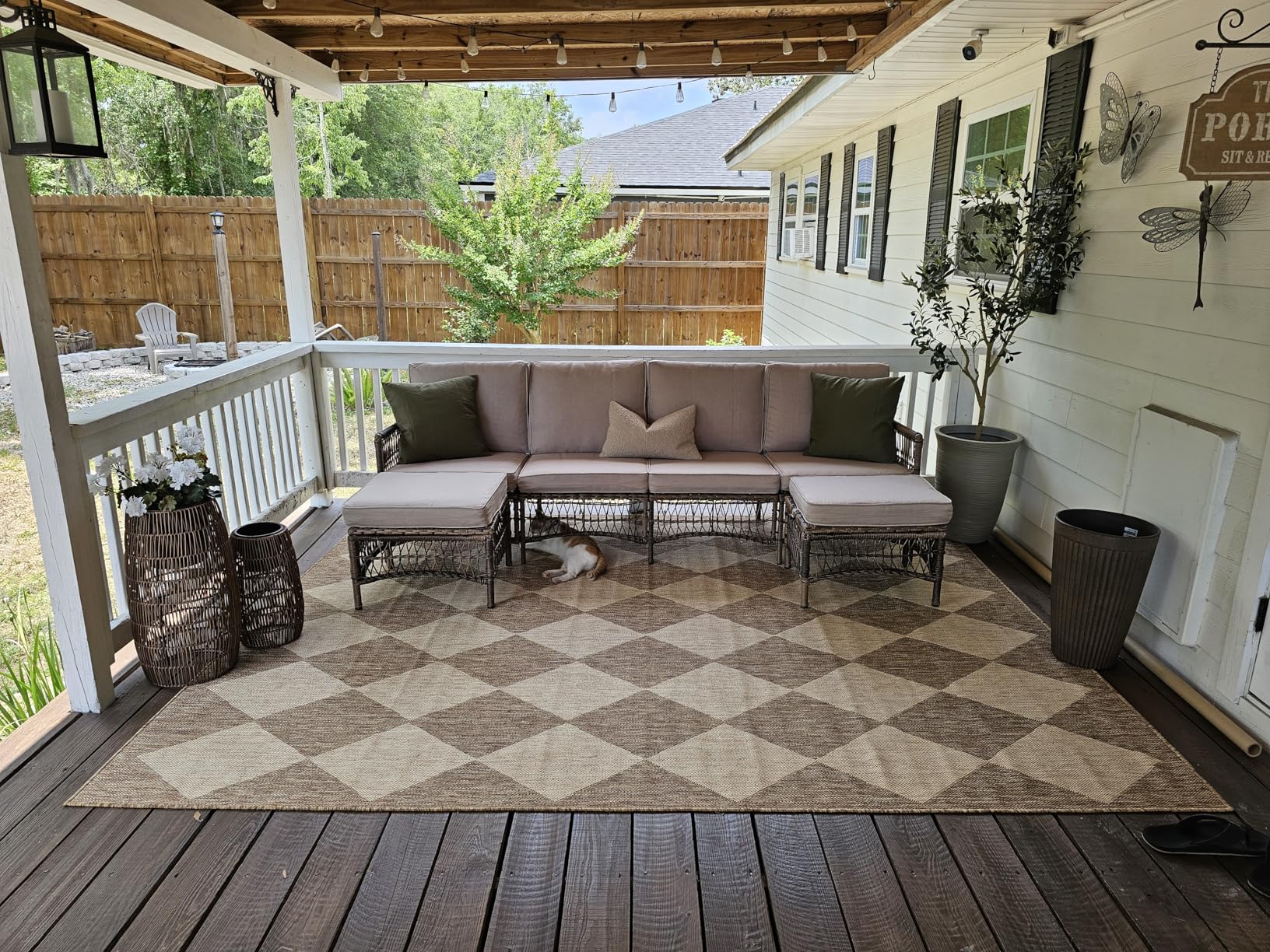 nuLOOM Outdoor Performance Collection Sabina Trellis Brown/Ivory, 8' x 10', Soft and Cozy, High Traffic, Stain Resistant, Easy Clean, Durable Area Rug for Indoor/Outdoor Patio, Deck, Porch, Garden customer photo 2