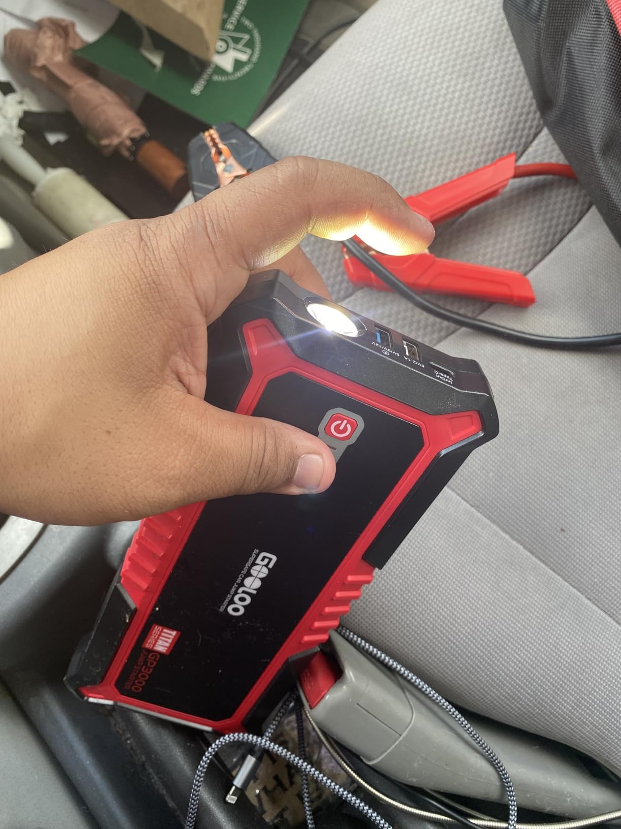 GOOLOO Upgraded GP3000 Jump Starter 3000A Peak Car Starter (Up to 9L Gas or 7L Diesel Engine) 12V Jump Box Auto Lithium Battery Booster SuperSafe Portable Power Pack with USB Quick Charge, Type-C Port customer photo 2