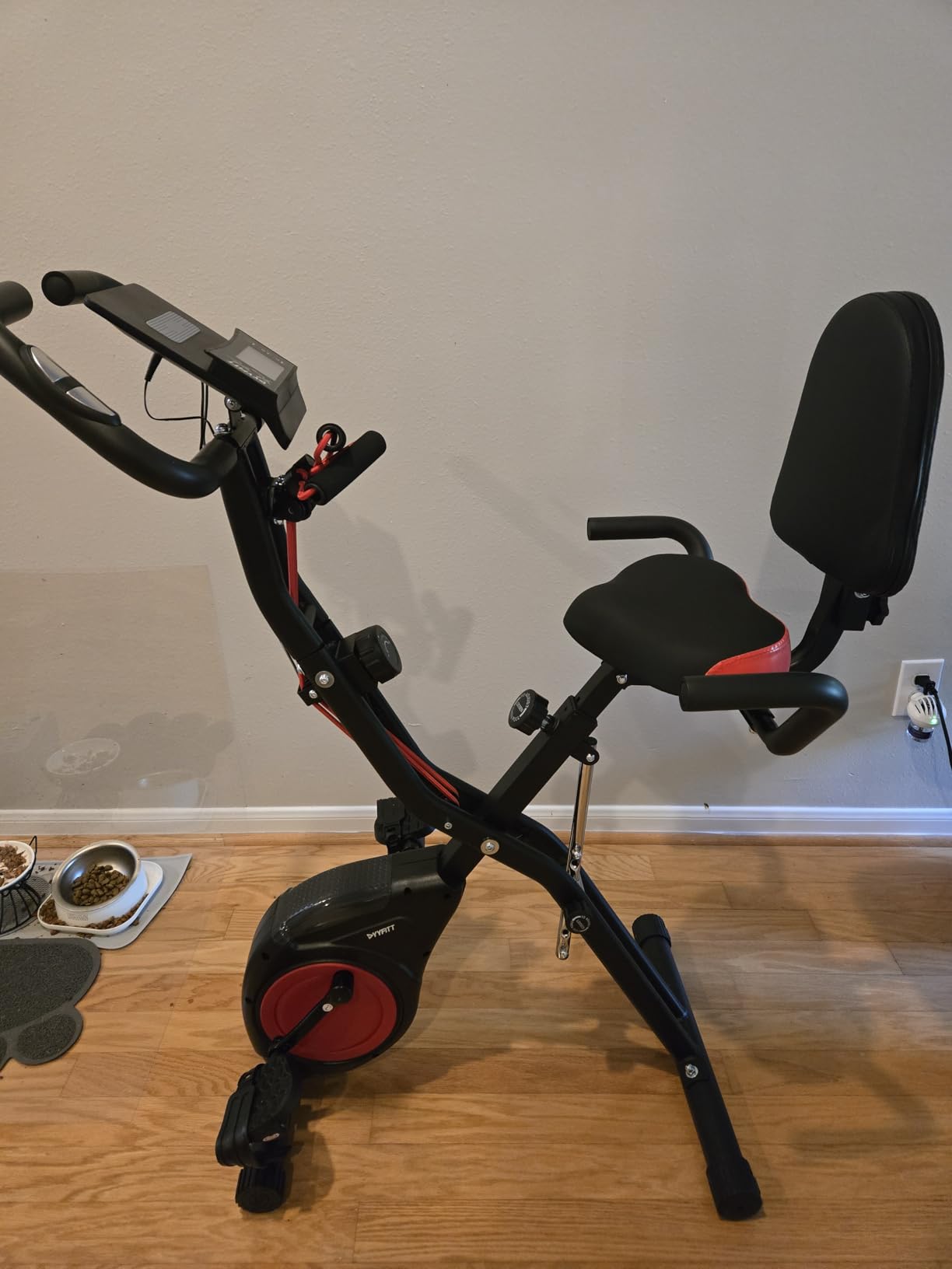 YYFITT 3-IN-1 Exercise Bike with Luminous Digits Display | Folding Stationary Bikes for Home Seniors | Compact Workout Bike with Fully Support Backrest - Wider Seat - 16 Level Magnetic Resistance customer photo 1